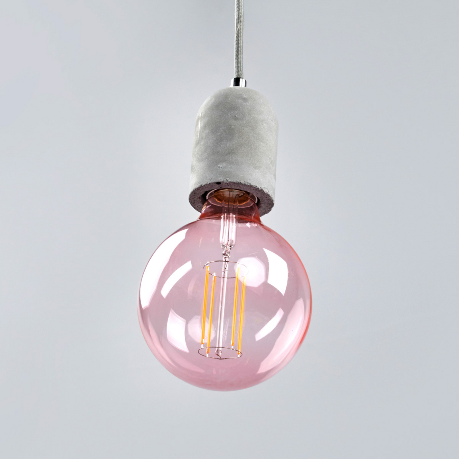 Segula Effective LED hanging lamp Concrete, for Living / Dining Room, metal, fabric, concrete, E27, 6 W, energy efficiency: A