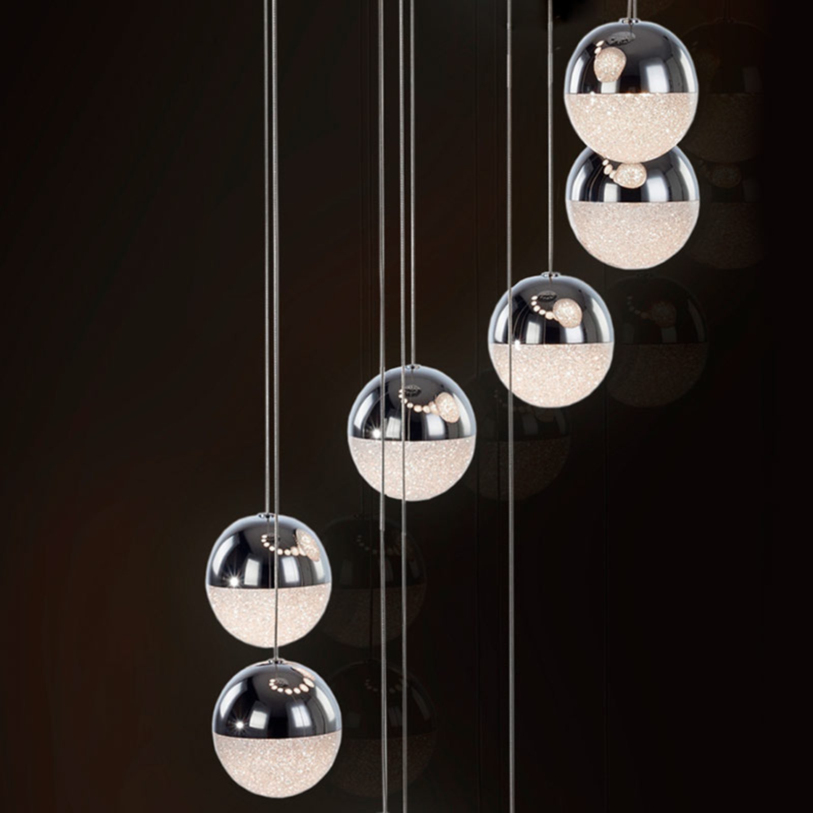 LED hanglamp Sphere 14-lamps chroom app