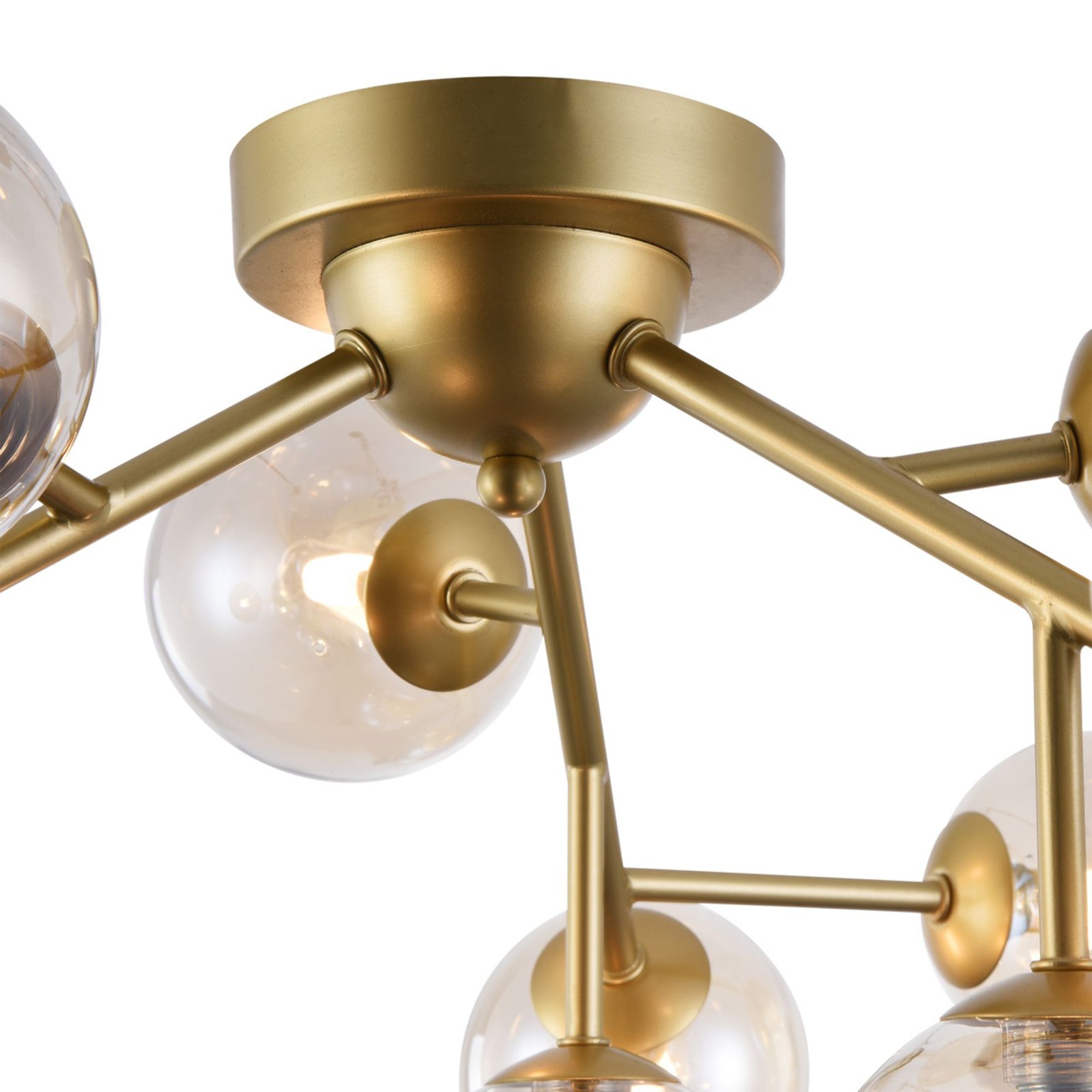 Plafonnier sphère verre Dallas - 12 lampes, doré