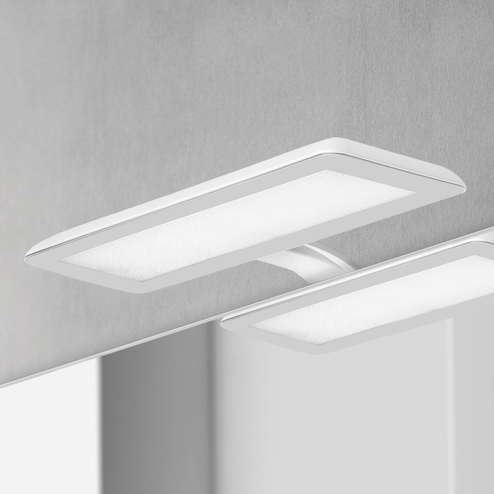 Ebir LED mirror light Nikita, white/steel grey, for Bathroom, plastic, 10 W, energy efficiency: A++, W: 30 cm, H: 3.2 cm