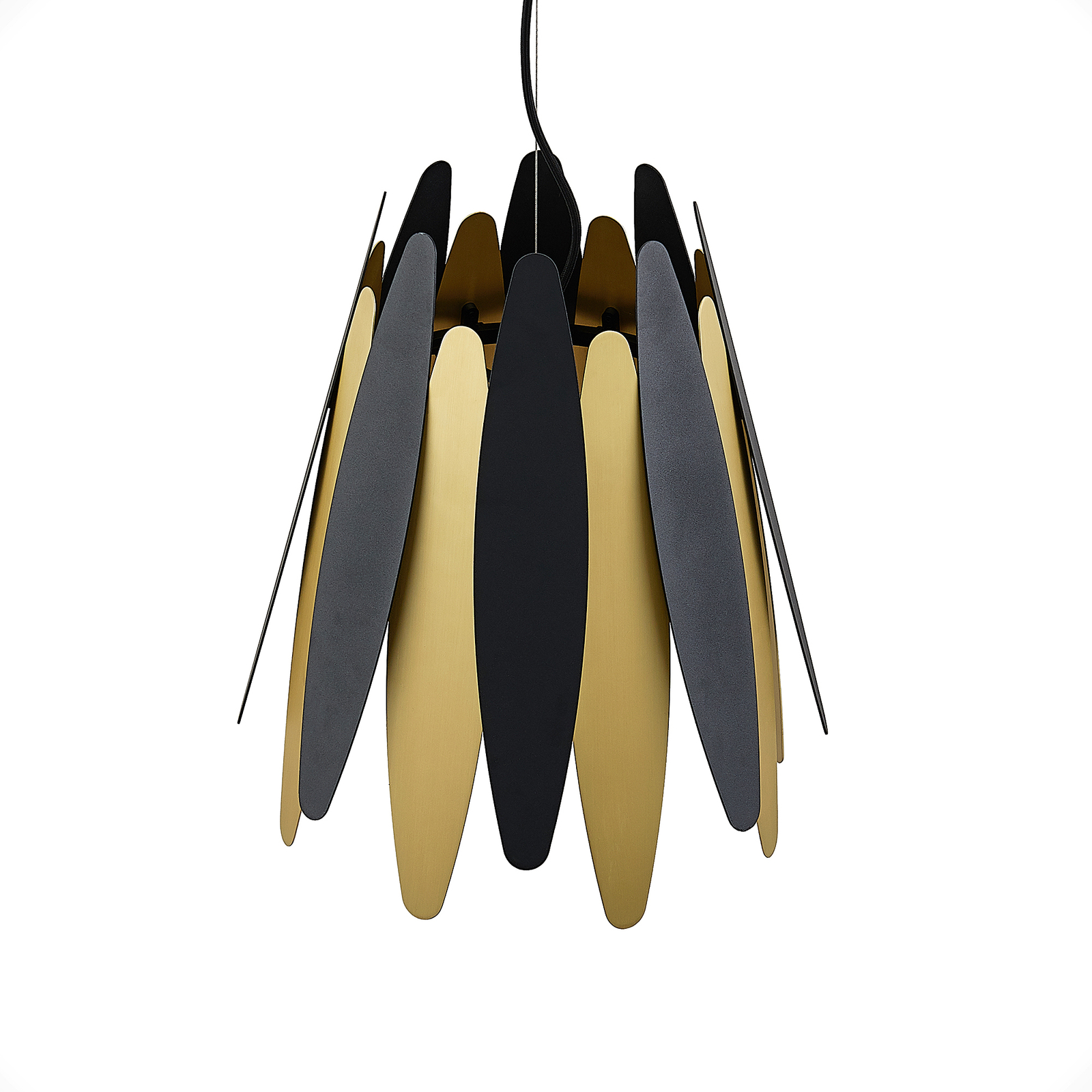 Lucande Lounit hanging lamp, black/gold, 1-bulb