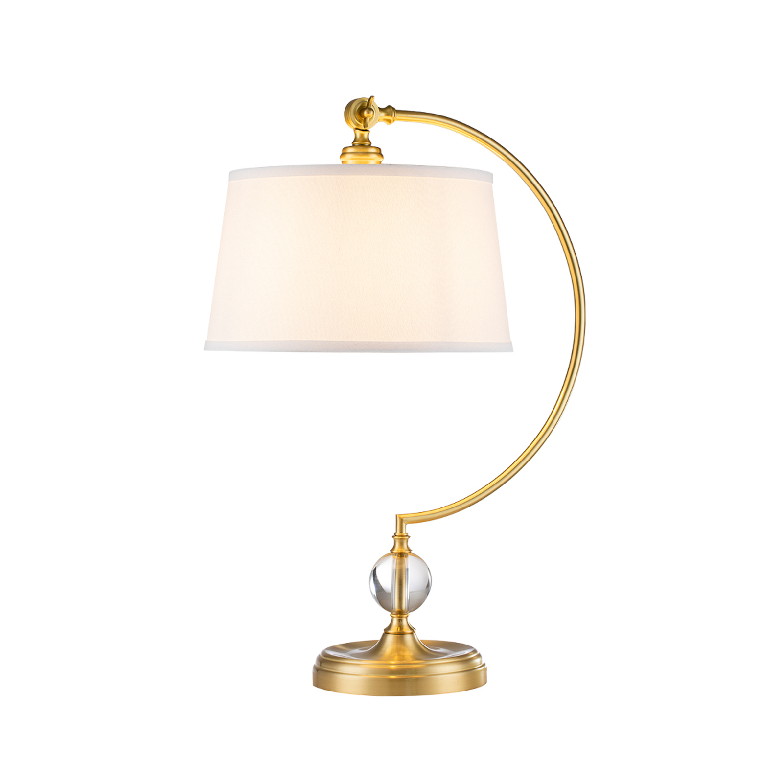 Jenkins fabric table lamp, brushed brass/cream