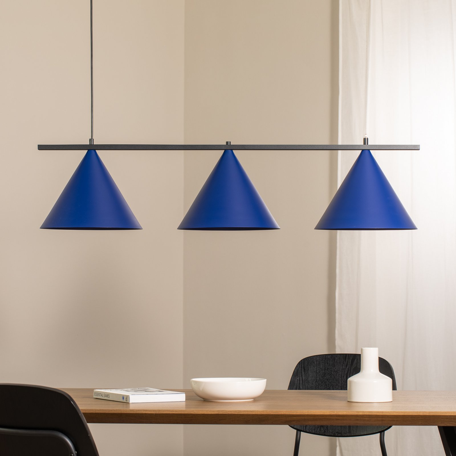 Висящо осветително тяло Capital, синьо, 3 светлини, Ø 32 cm, GX53