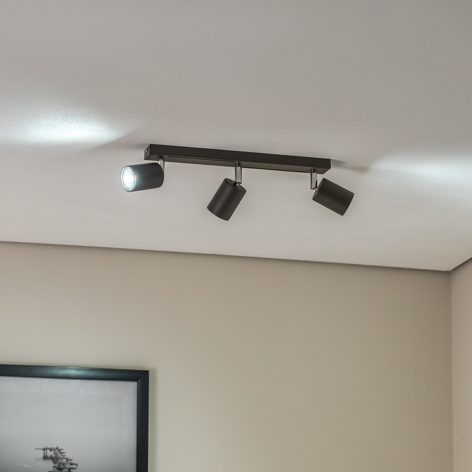 Spot plafond Jarek anthracite/chromé, à 3 lampes