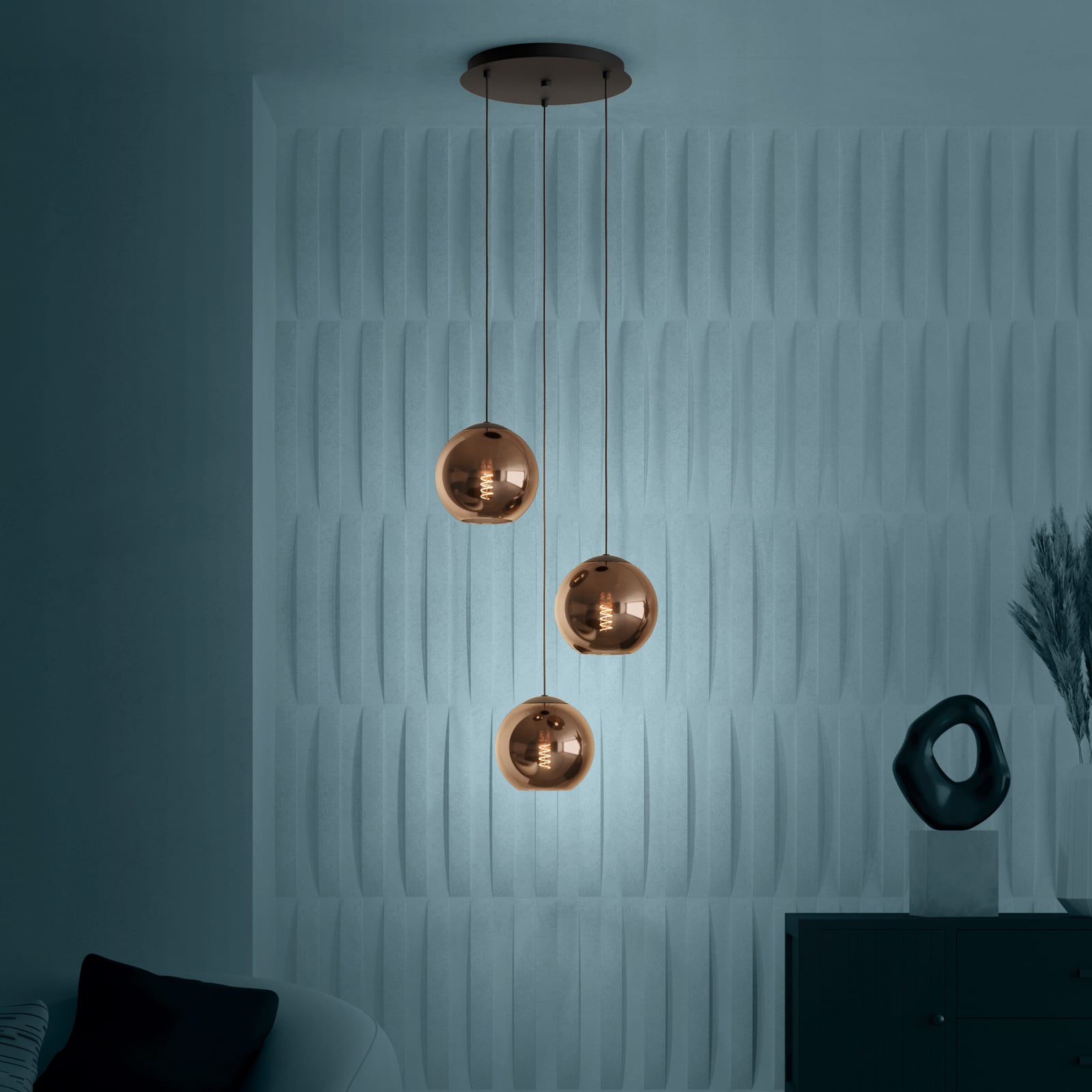 Cordoba Hängelampe 3-flg. rund kupfer - EGLO Stars Of Light