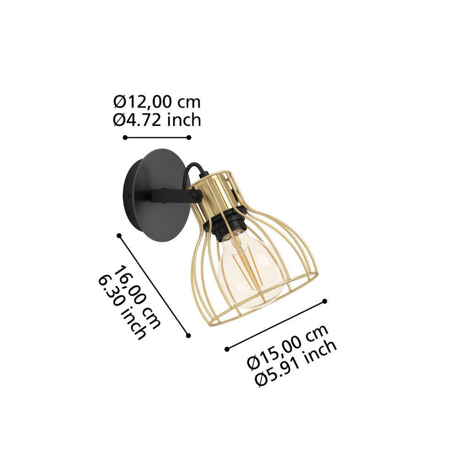 EGLO Sambatello applique à 1 lampe noire/dorée