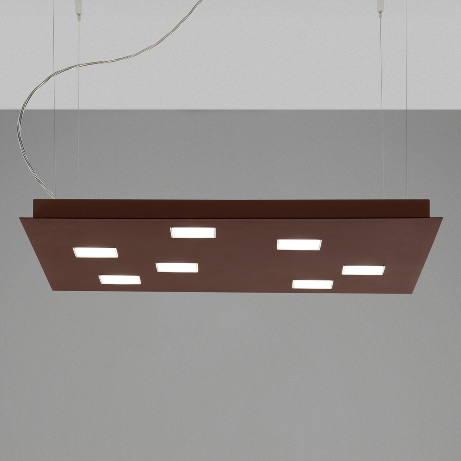 Fabbian Quarter - barna LED függő lámpa hét izzós