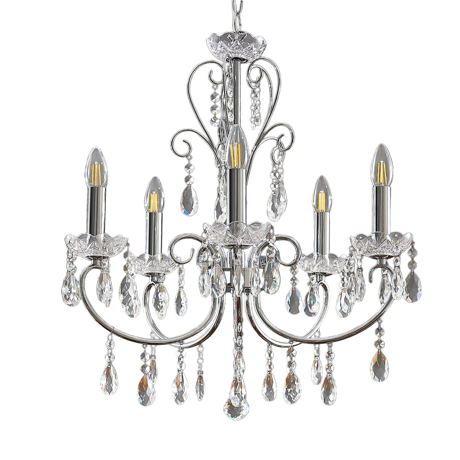Solveig 5 Pendel Chrome/Clear - Lucande Solveig 5 Pendel Chrome/Clear - Lucande