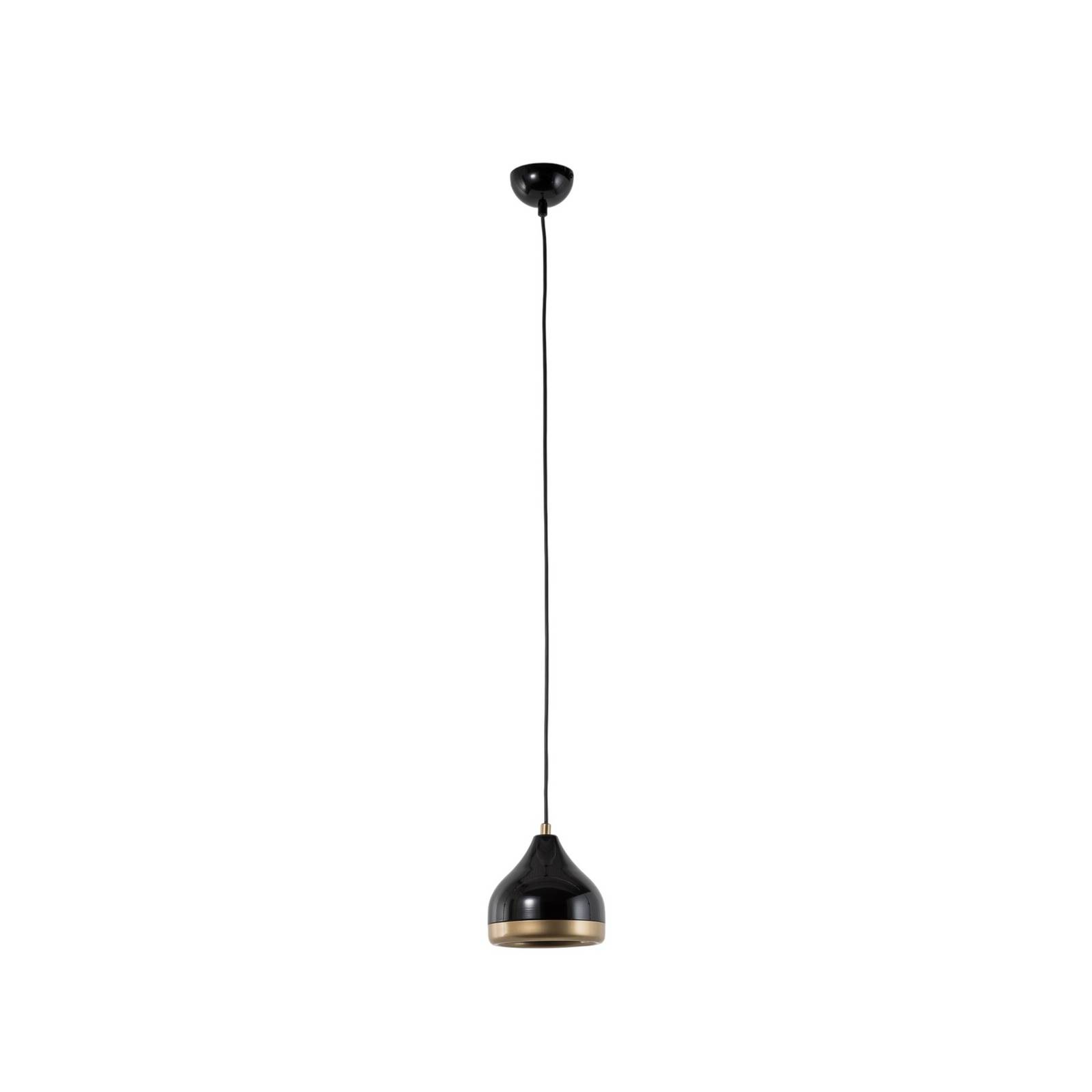 Hängeleuchte Yildo, 1-flammig, schwarz/gold, Metall, Ø 17cm