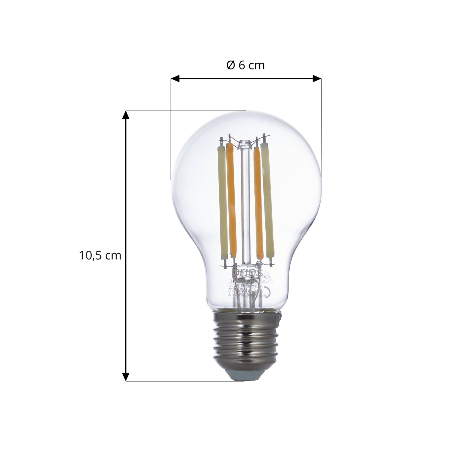 Prios ampoule fil LED E27 A60 7 W WLAN claire