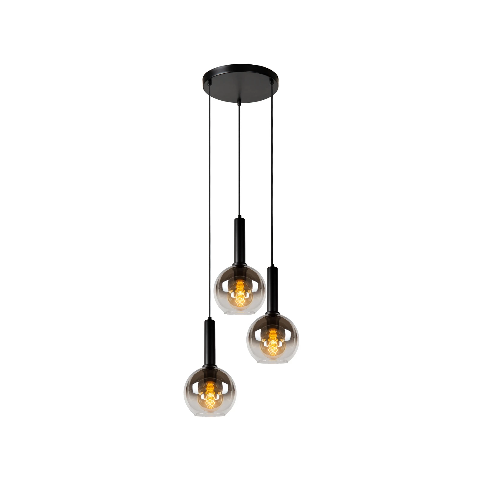 Lampada a sospensione Marius, vetro, nero, 3 luci