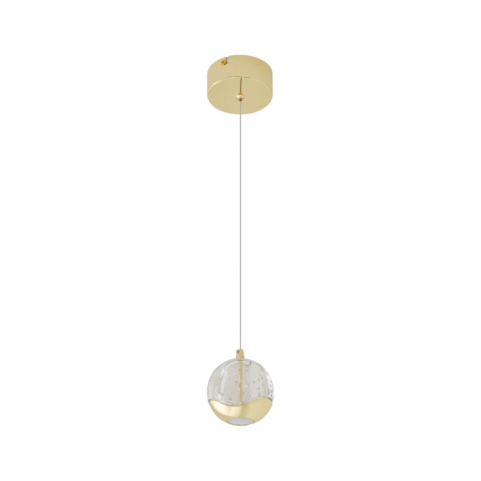 Lucande LED-Pendellampe Hayley, Ø 9 cm, goldfarben, Glas