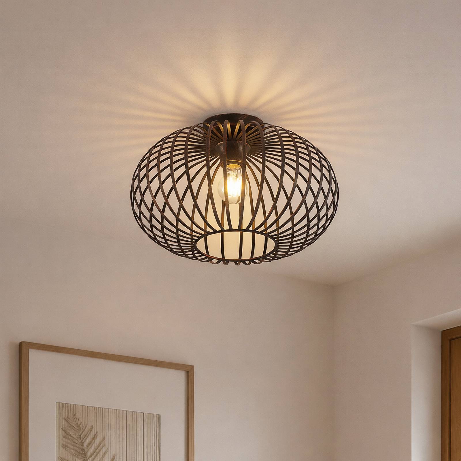 Lindby Deckenlampe Rosalea, kupferfarben, Metall, 40 cm, E27 günstig online kaufen