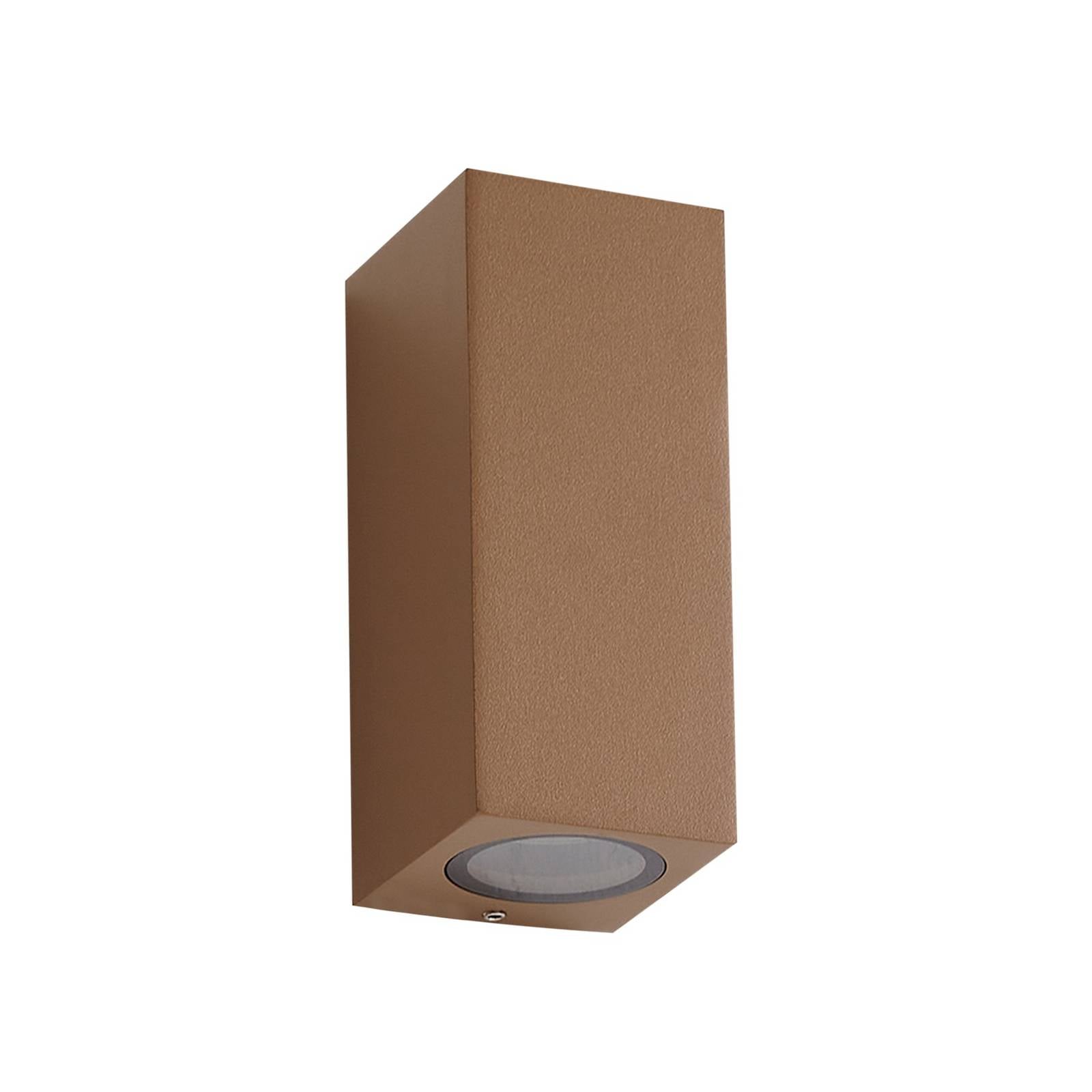 Lucande Außenwandleuchte Xava, up/down, braun, 2-flg., GU10