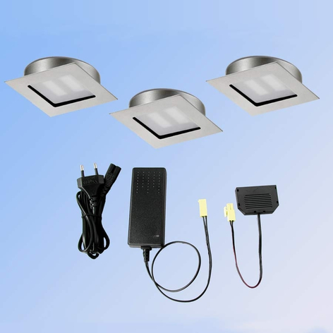 3-er Set Cubic 68 eckige LED-Einbauleuchte 2700 K