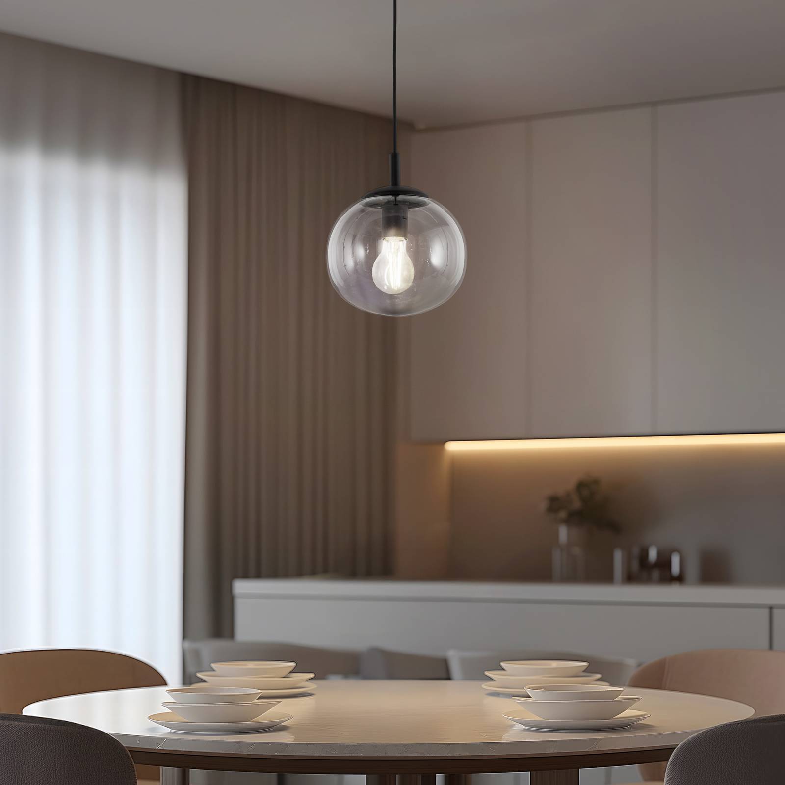 Lampa wisząca Vibe, grafitowo-szare, przezroczyste szkło, Ø 20 cm