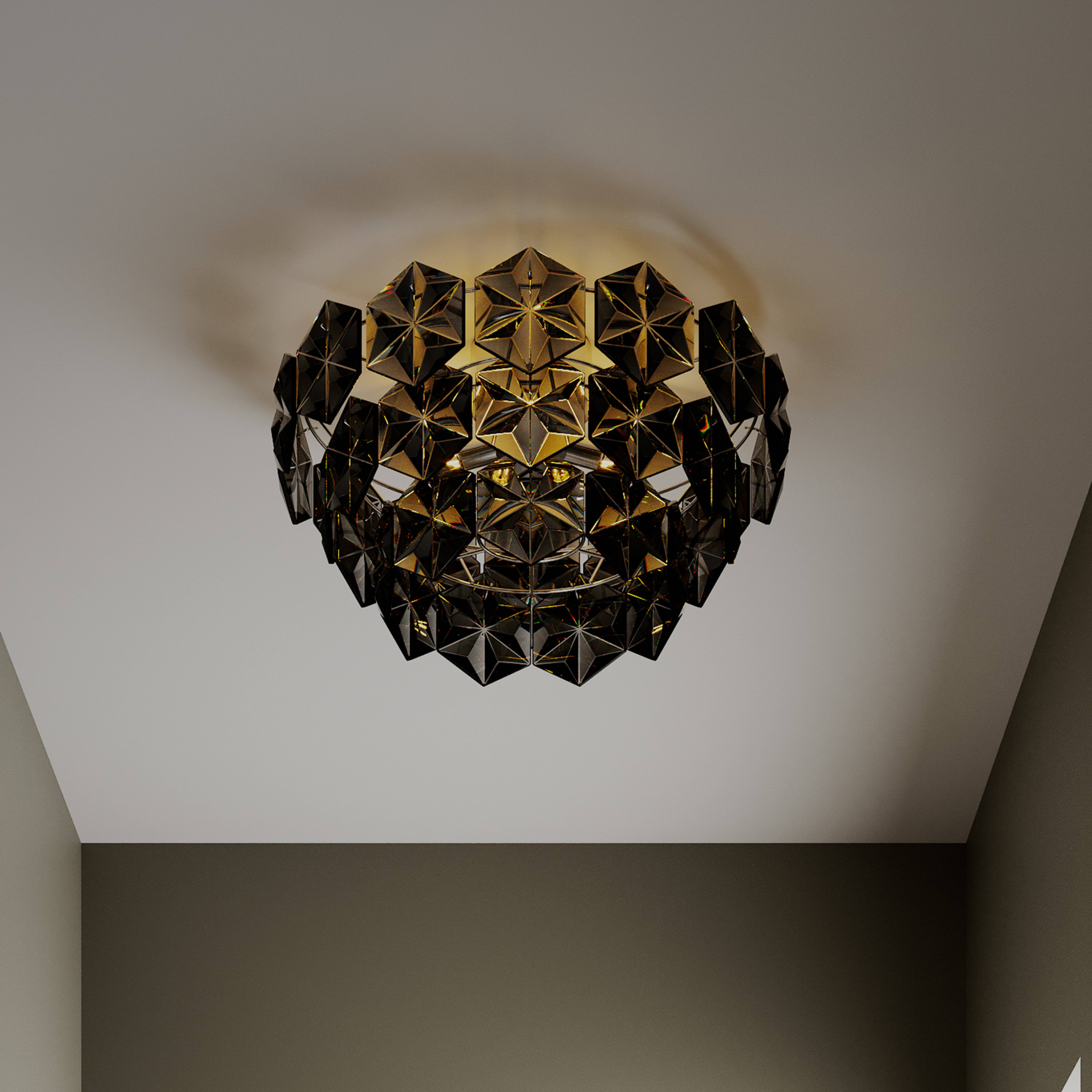 By Rydéns Monarque plafondlamp, chroom/zwart
