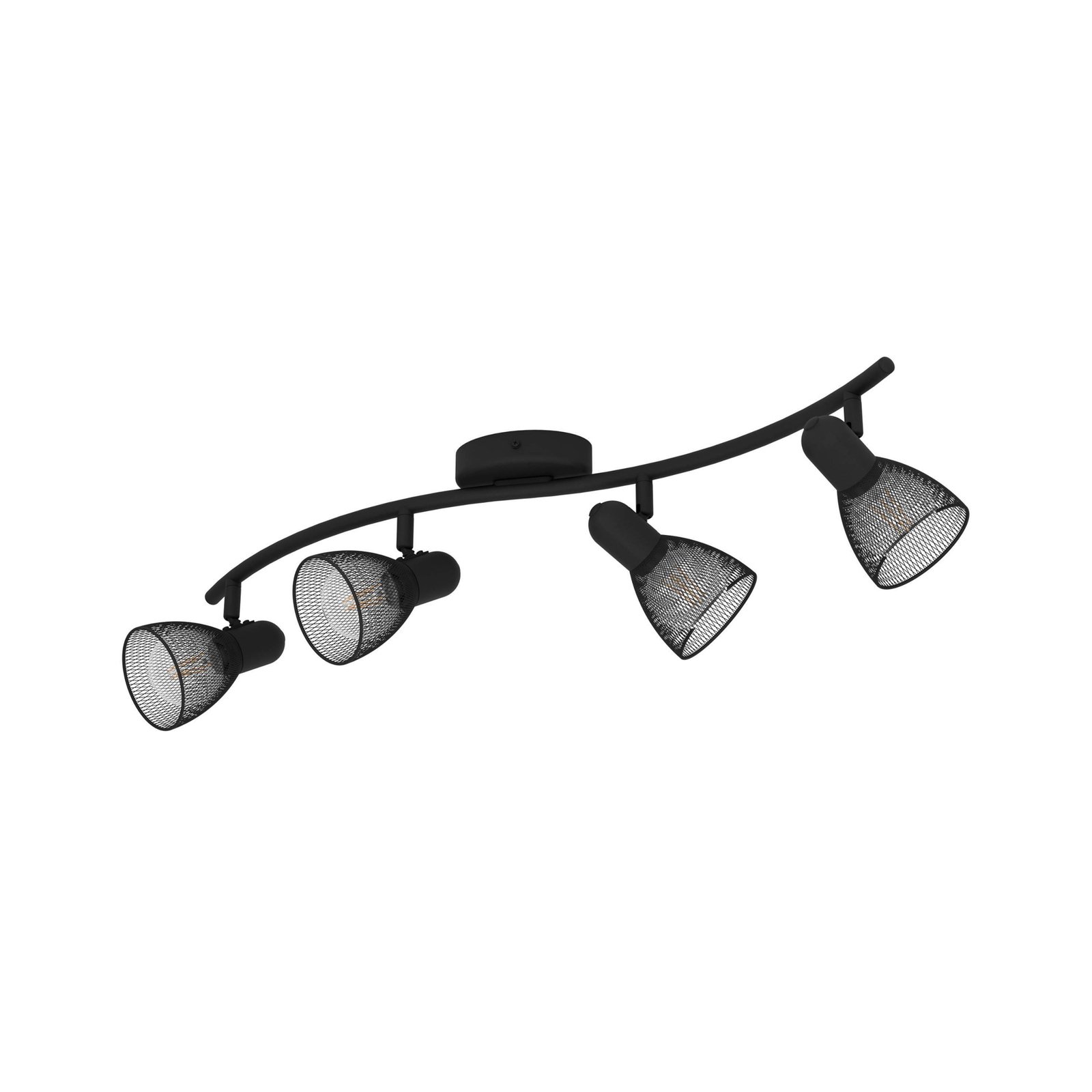 Corvigno downlight, length 64 cm, black, 4-bulb, steel