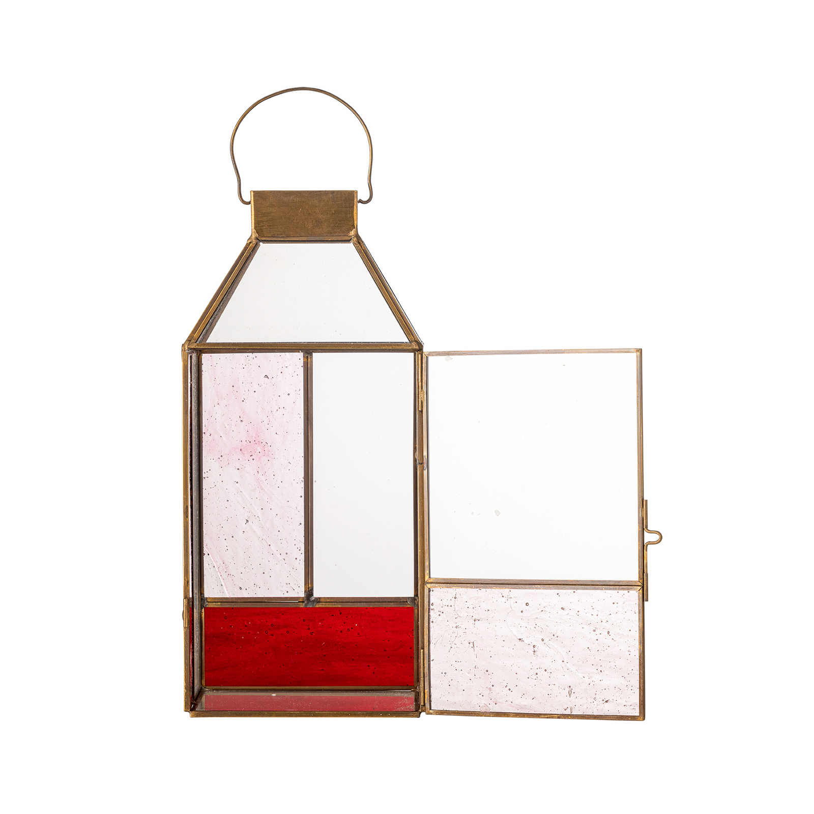 Lanterne Drew, transparente/rose, hauteur 34 cm, verre - Bloomingville
