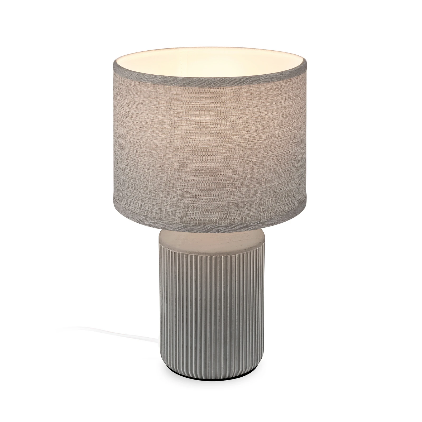 Galda lampa „Ino“, pelēka, augstums 38 cm, keramika, tekstils, E27