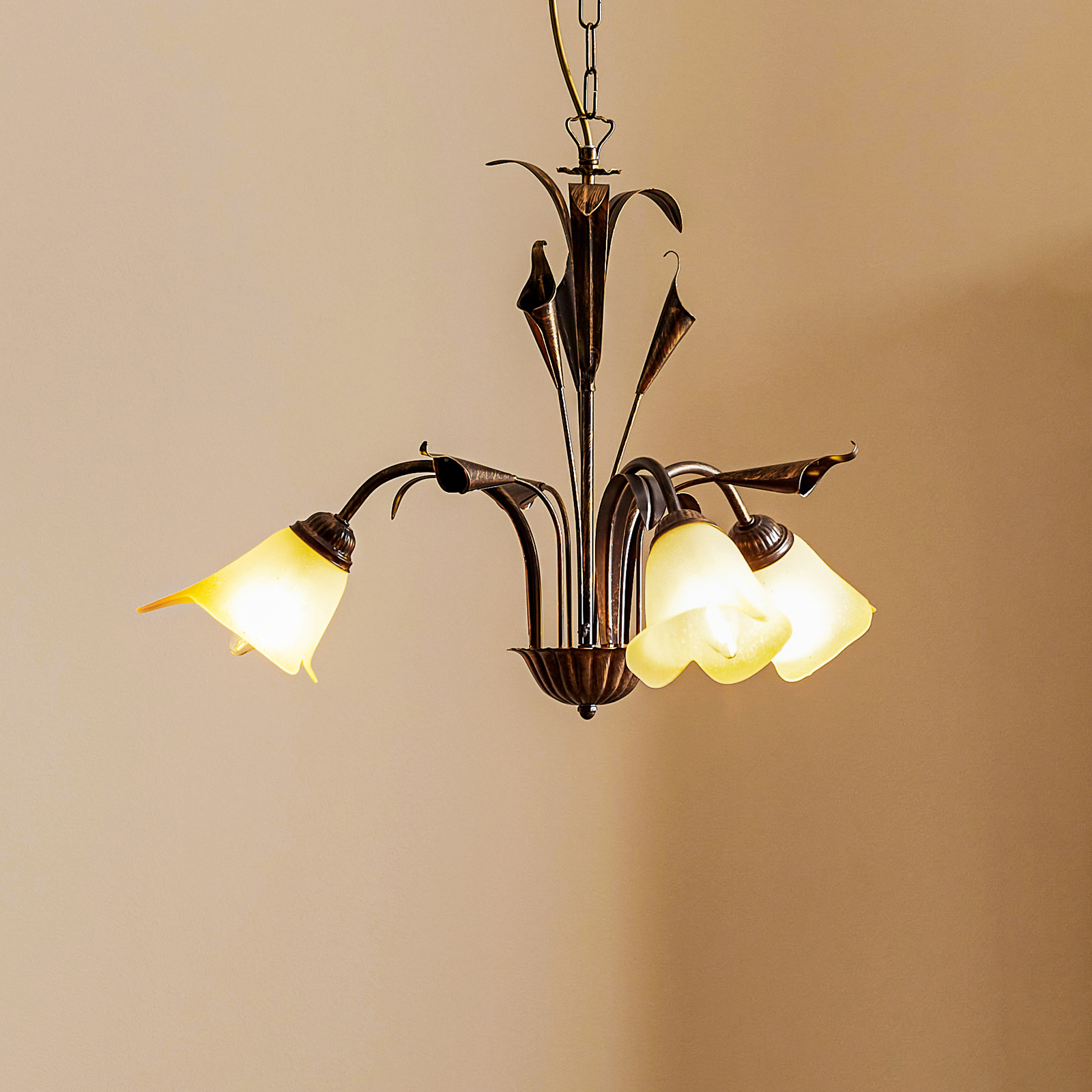 Lucrezia függő lámpa, három izzós, bronz