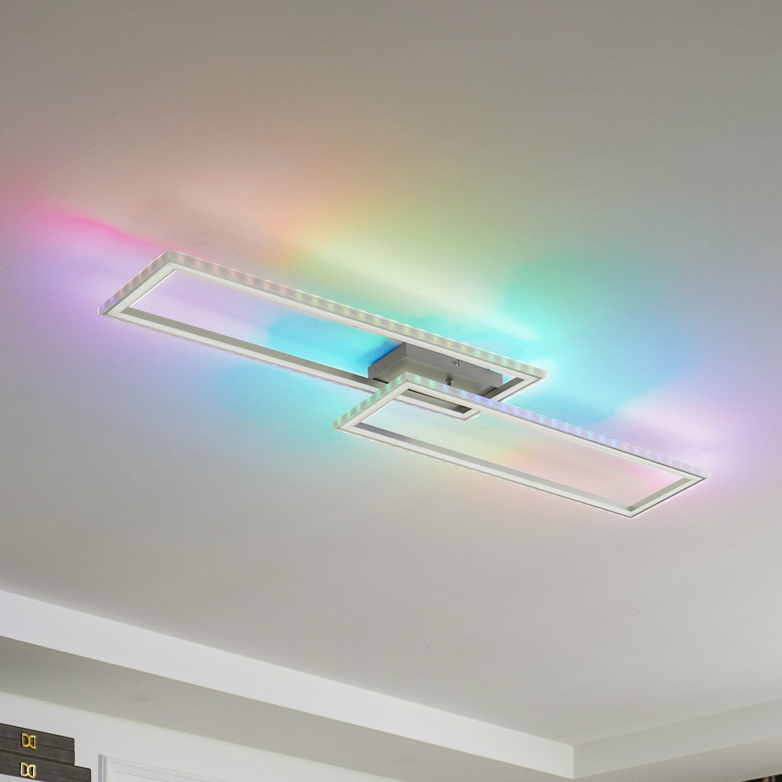 Lindby Lorina LED осветление за таван, правоъгълно, RGBW