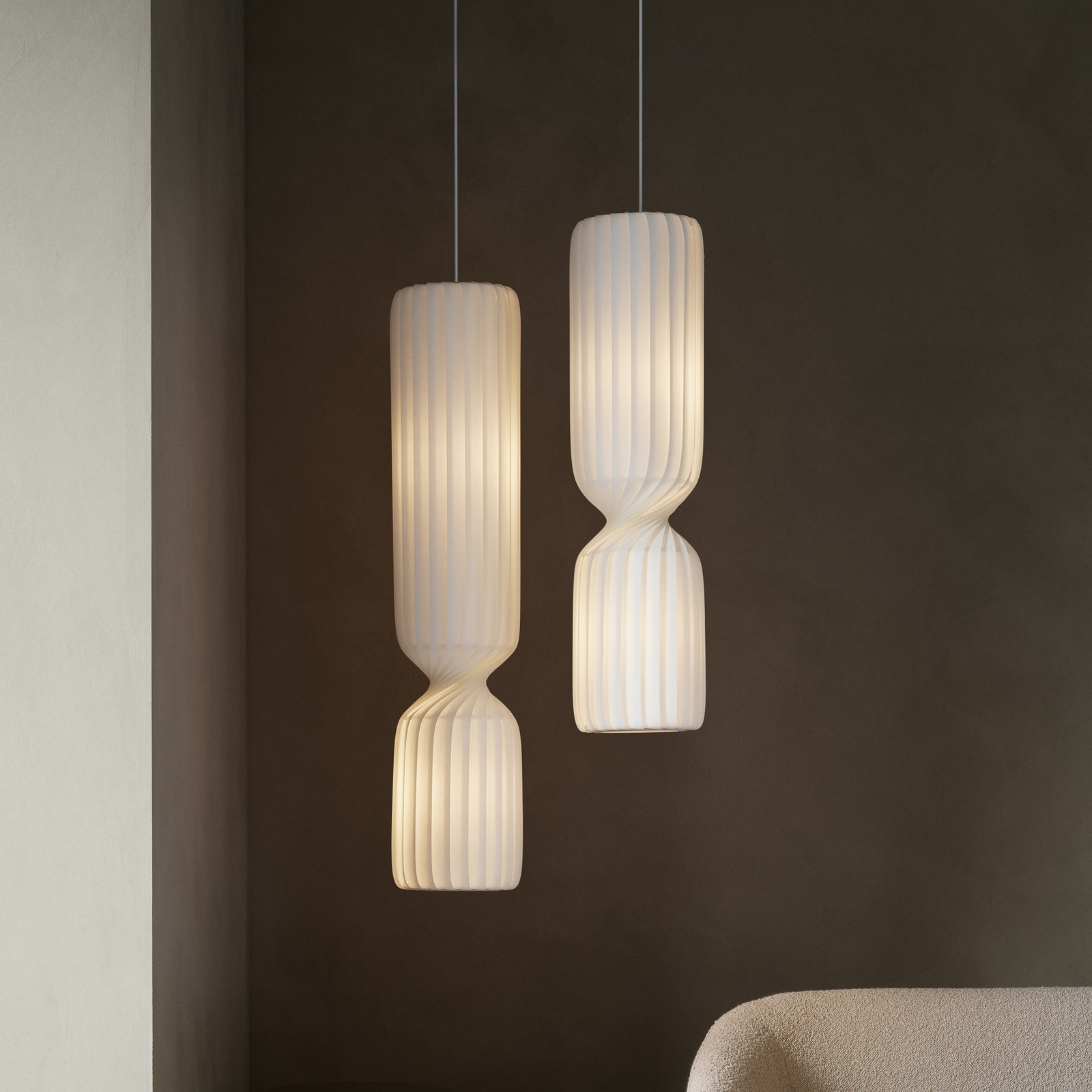 Lampada a sospensione Tom Rossau TR41, 120 cm, bianca, plastica, E27