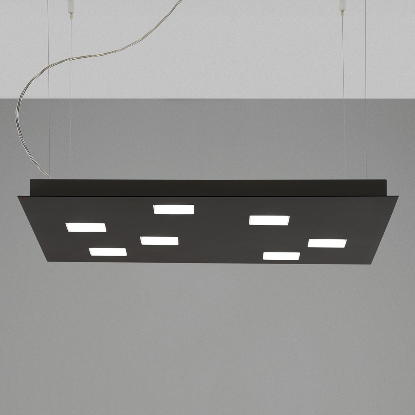 Fabbian Quarter – svart LED-hänglampa 7 lampor