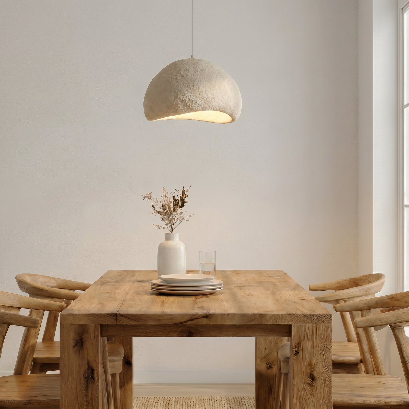Lampada a sospensione Loval, beige, 50 x 44 cm, fibra di vetro, E27