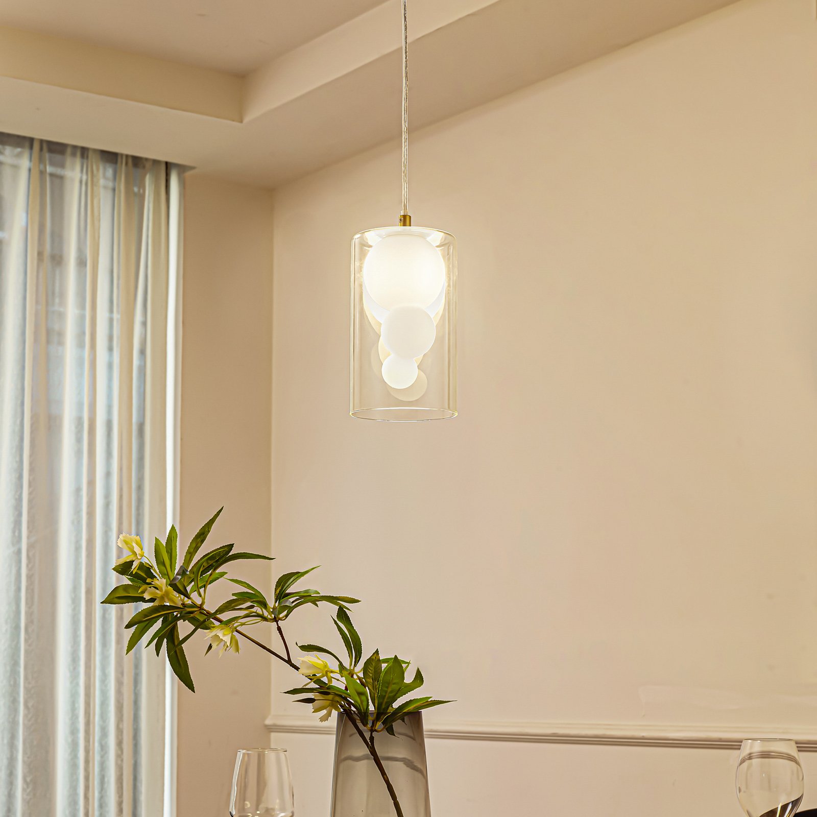 Kupla Pendel Opal/Klar - Lindby