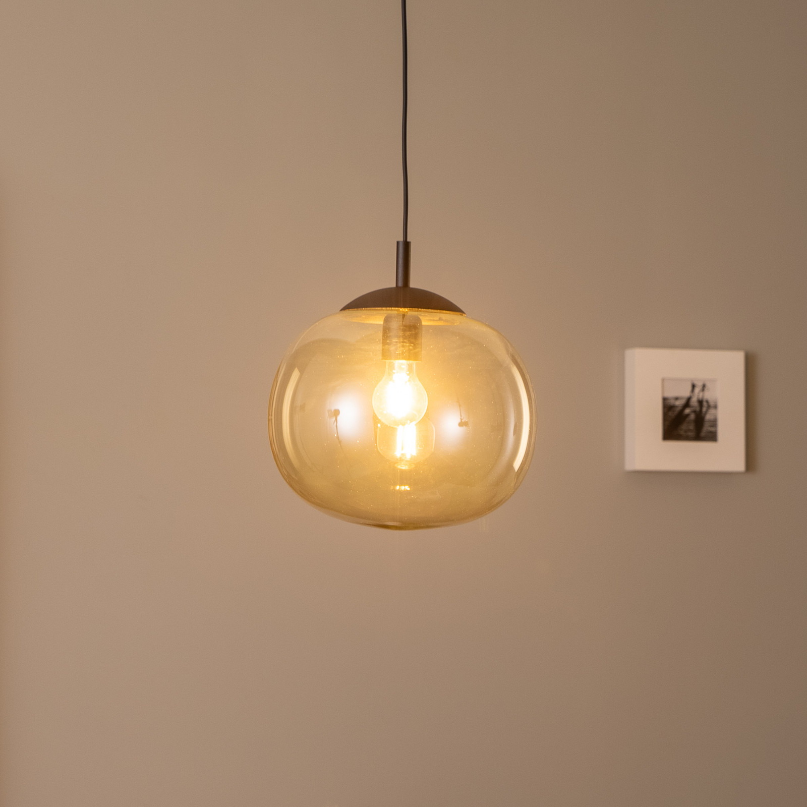 TK Lighting Lampă suspendată Vibe sticlă maro-transparentă Ø 30 cm - Camera de zi / sufragerie - modern - maro-transparent negru