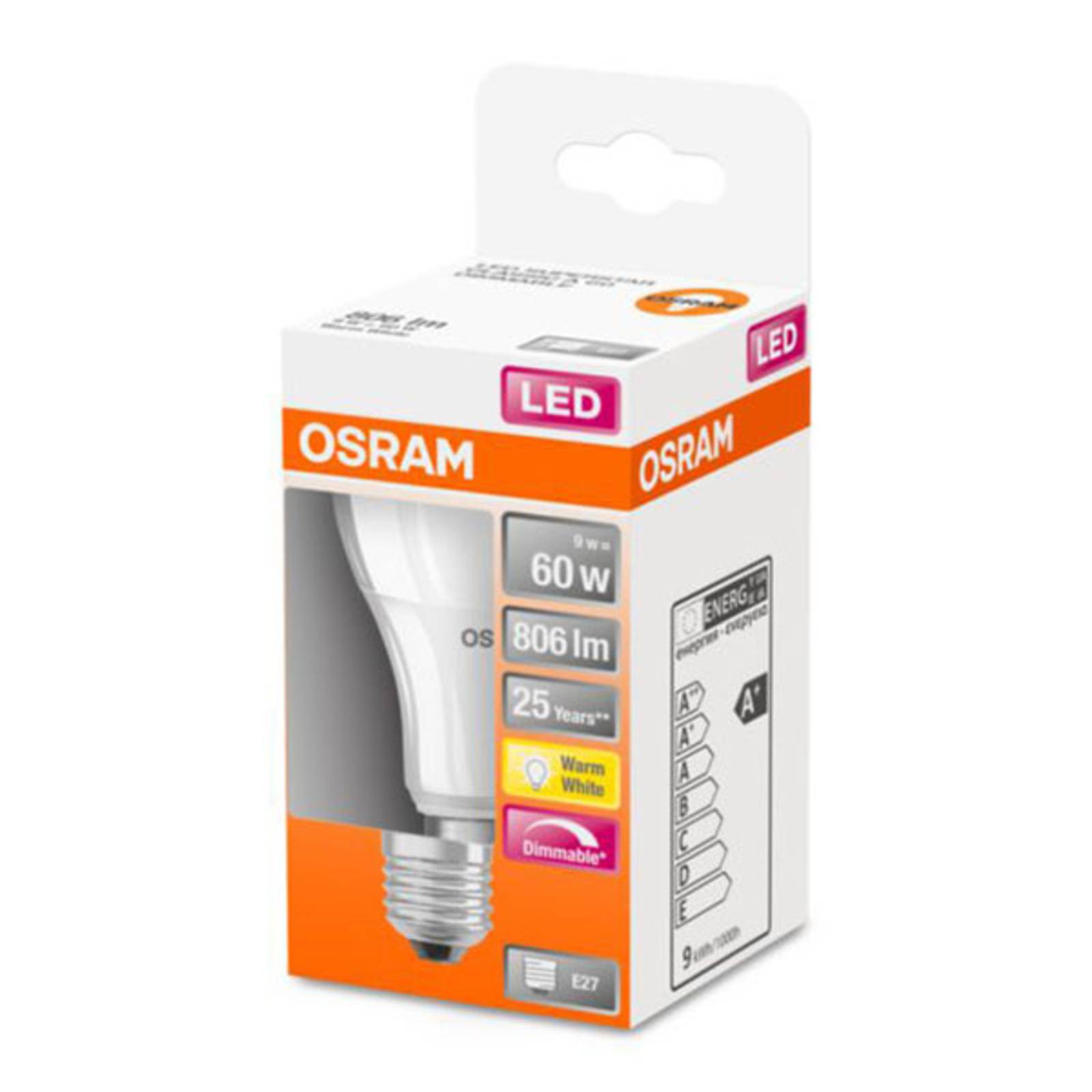 OSRAM LED-lampa E27 8,8W 827 Superstar matt dimbar
