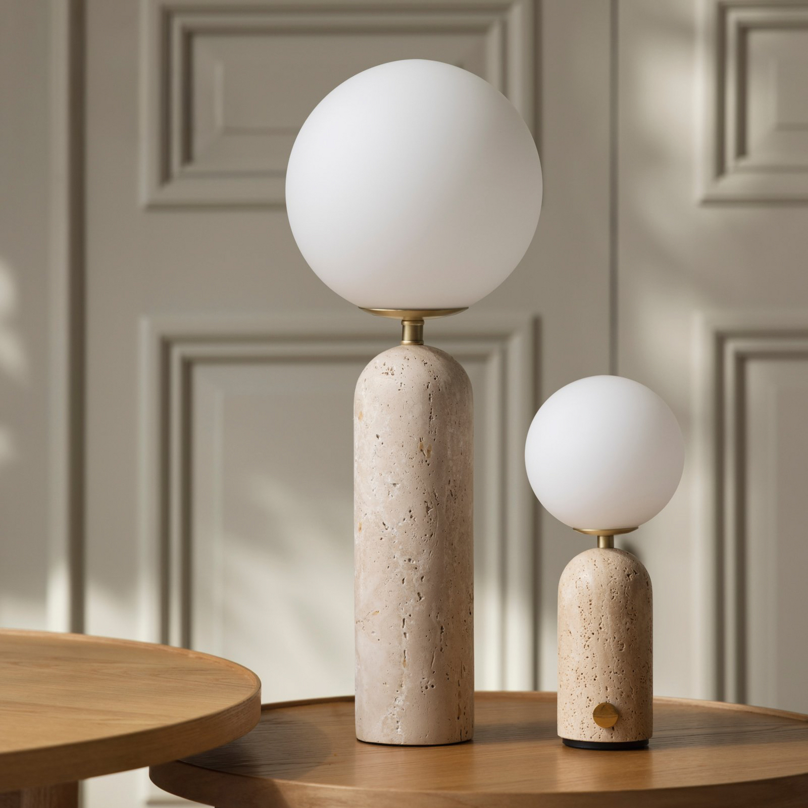 Globen Lighting Akku-Tischleuchte Torrano, Travertin beige
