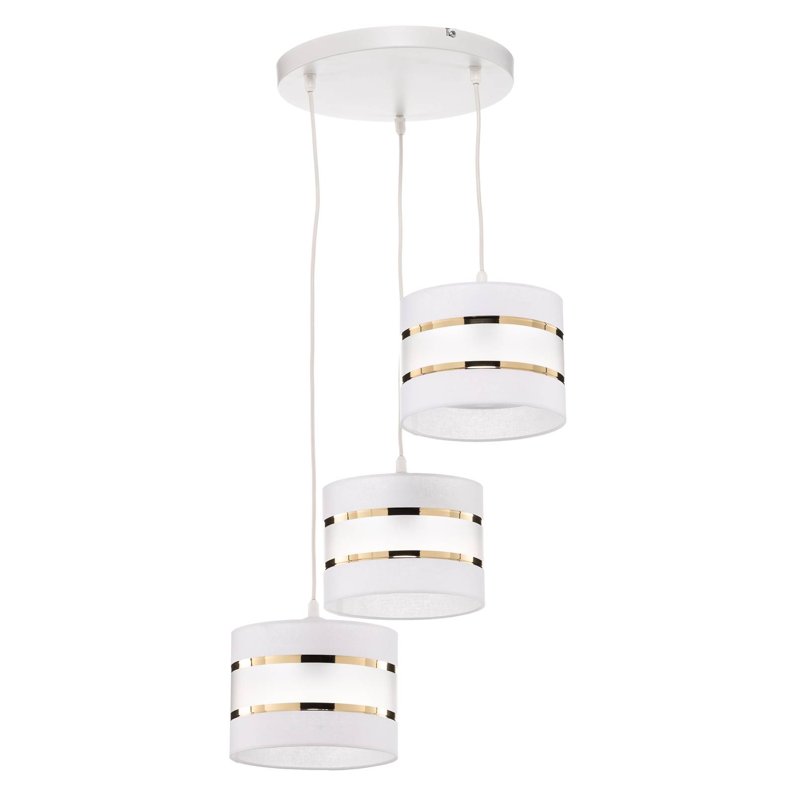 Suspension Helen ronde blanc-doré 3 lampes