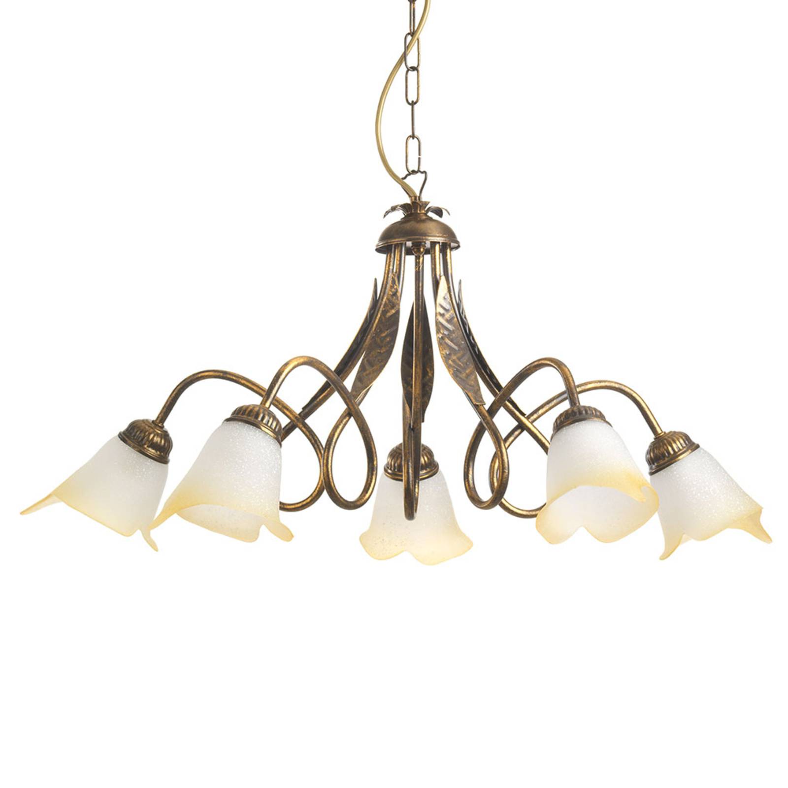 Suspension Doppio Giro 5 lampes blanc crème/bronze