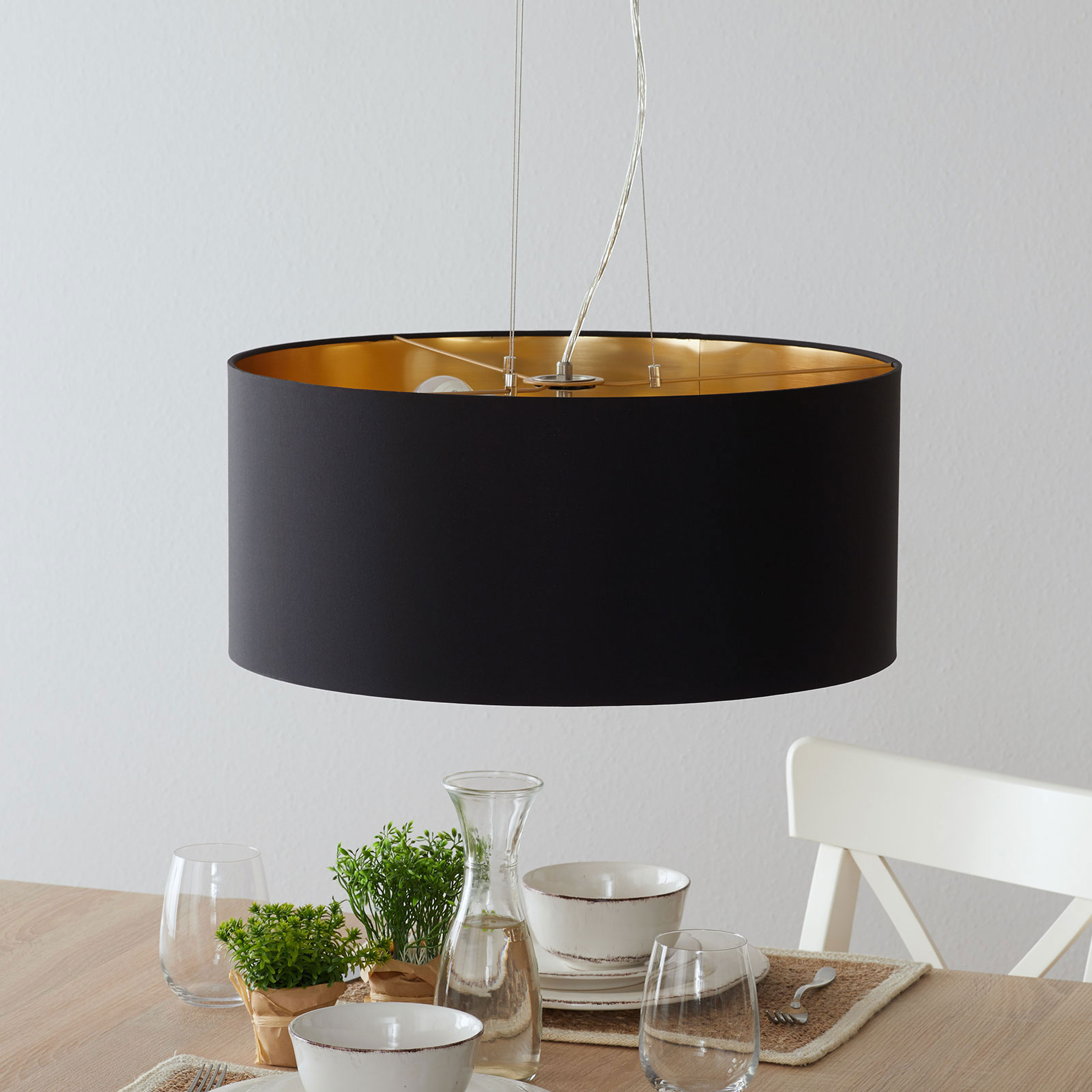 Lucande Patrik Textil-Hängeleuchte Ø53cm