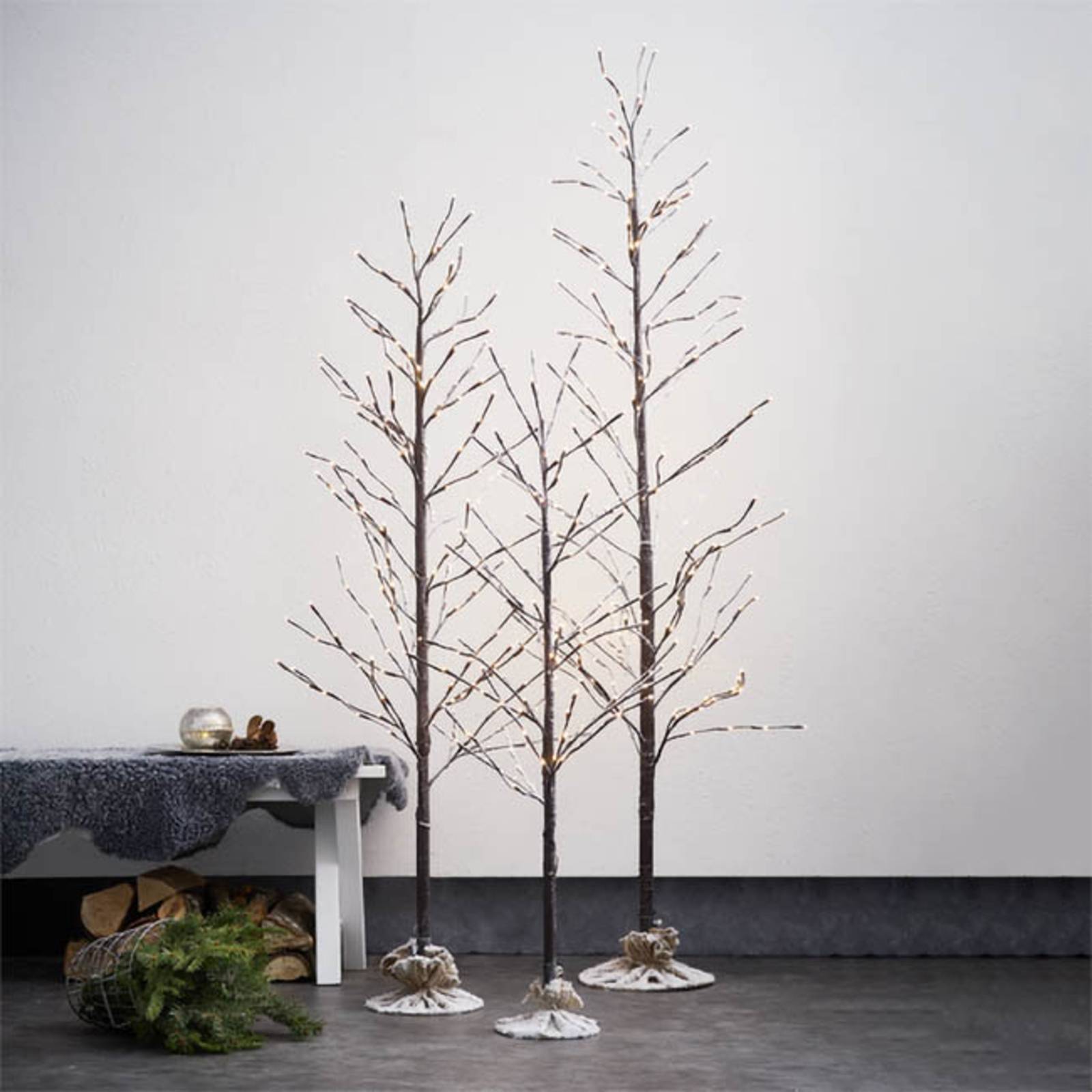 LED-dekorativt tre Tobby Tree IP44 brun høyde 150 cm