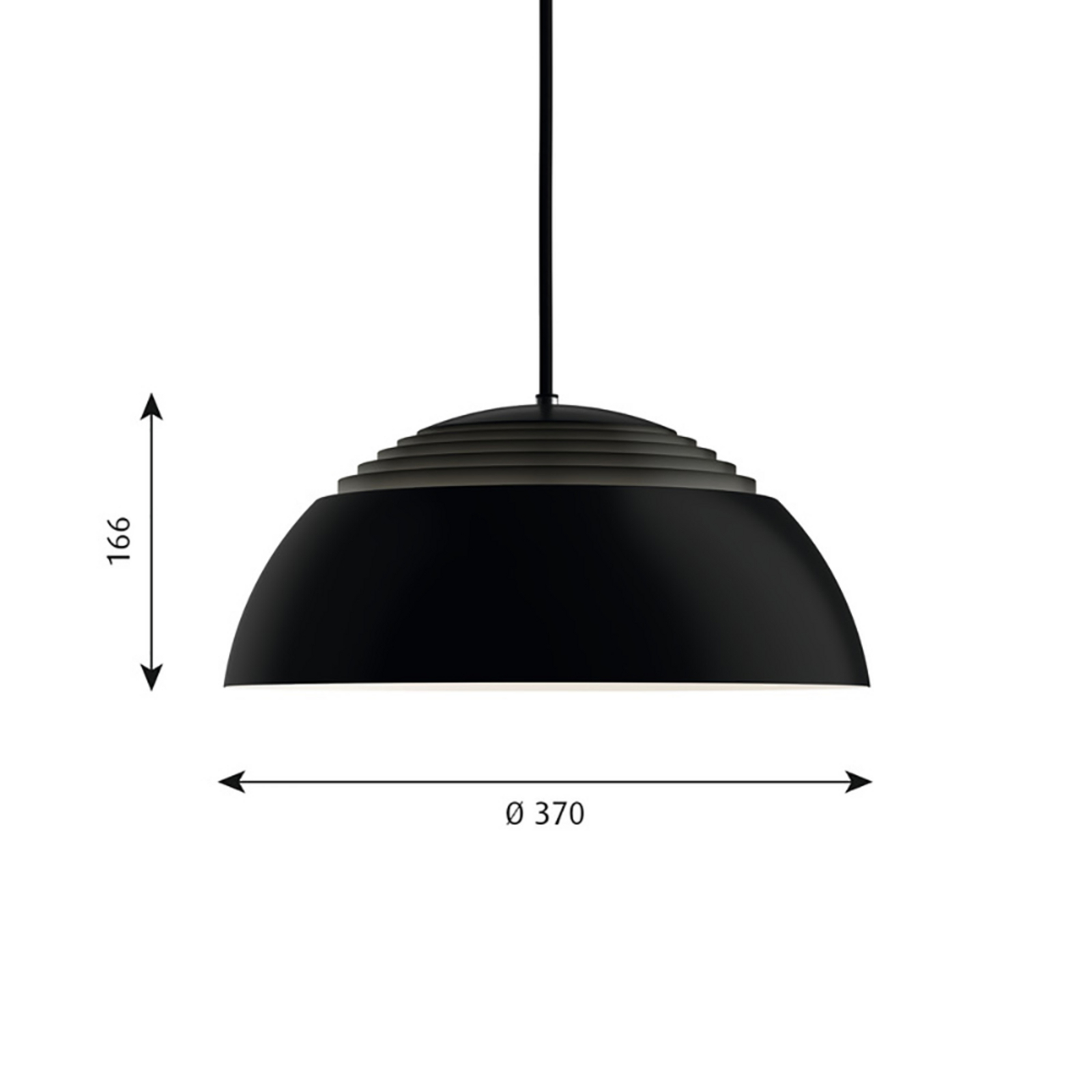 AJ Royal 370 LED Lustră Pendul Black - Louis Poulsen