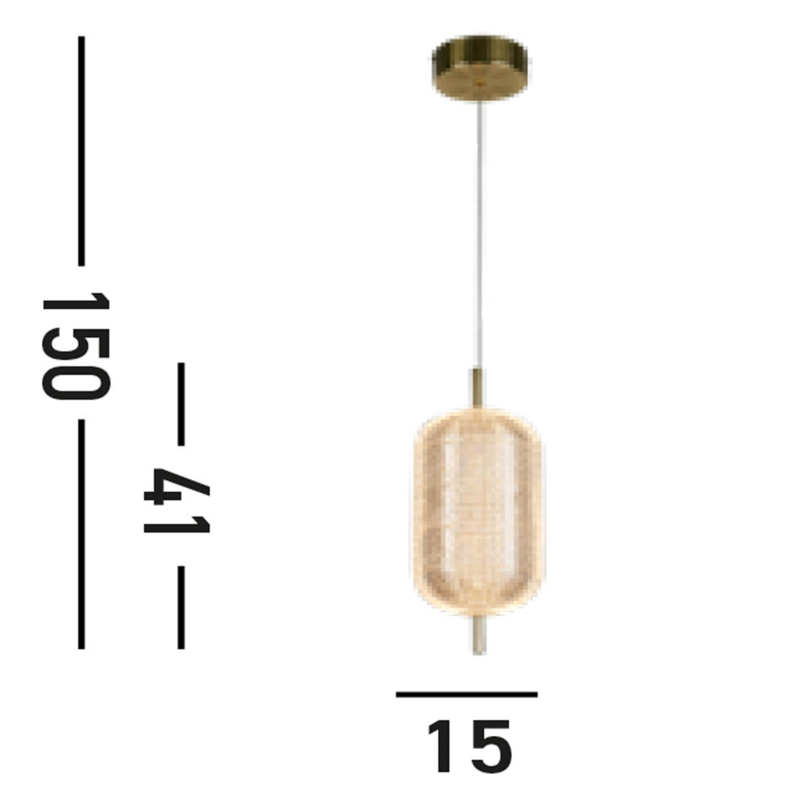 Capsule LED pendant light, brass-coloured, iron, acrylic