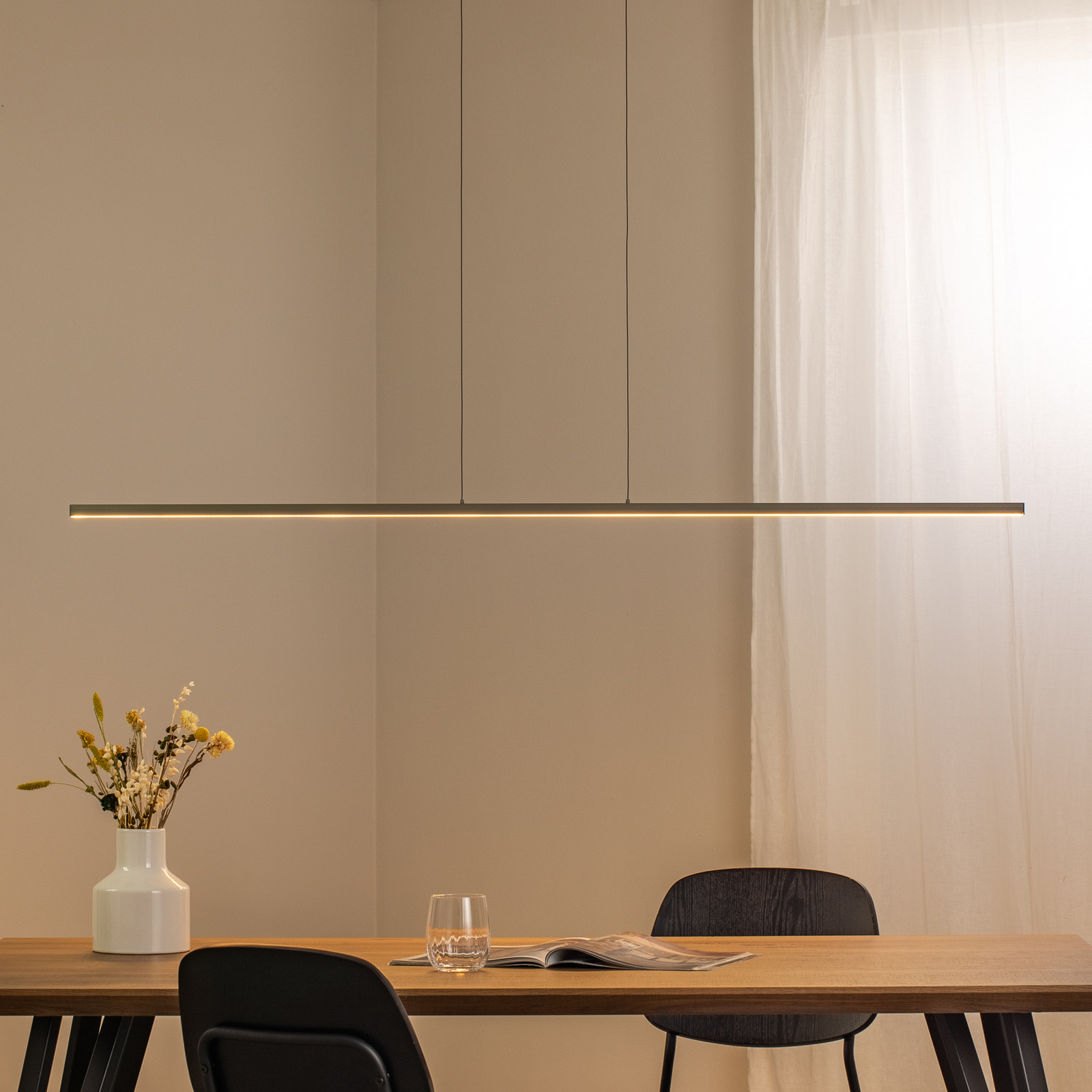 Euluna LED viseća svjetiljka BAR, maslinasto zelena, duljina 150 cm, metalna, 32 W - Dnevni boravak/blagovaonica - Moderan - Aluminij