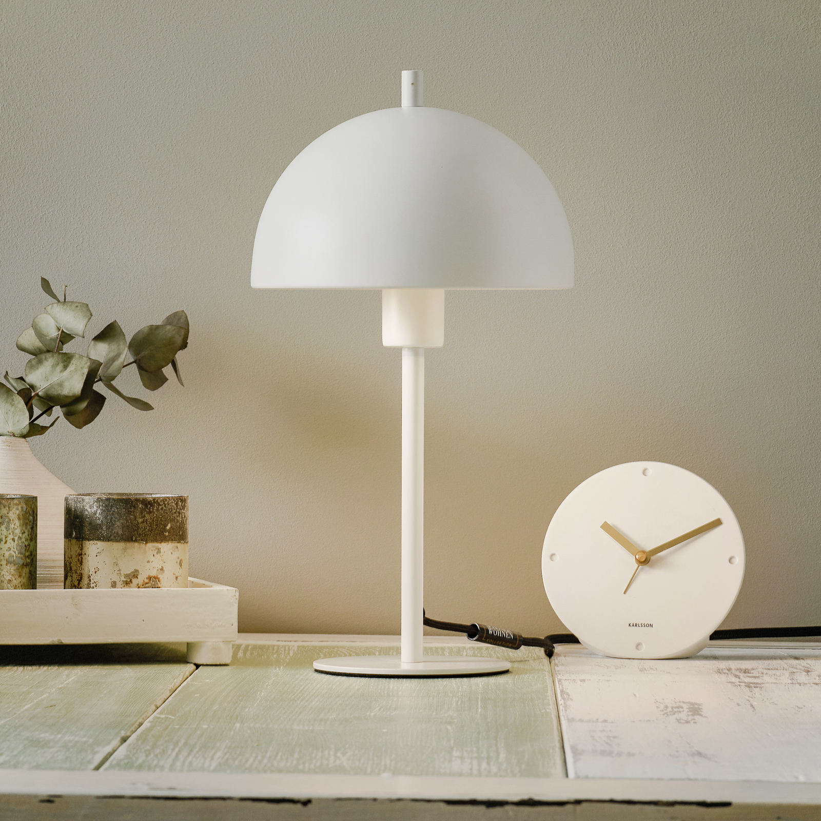 Schöner Wohnen Kia lámpara mesa blanco alto 34 cm