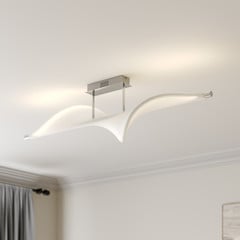 Lucande LED-kattovalaisin Edano, 122 cm, valkoinen, tekstiili, himmennettävä