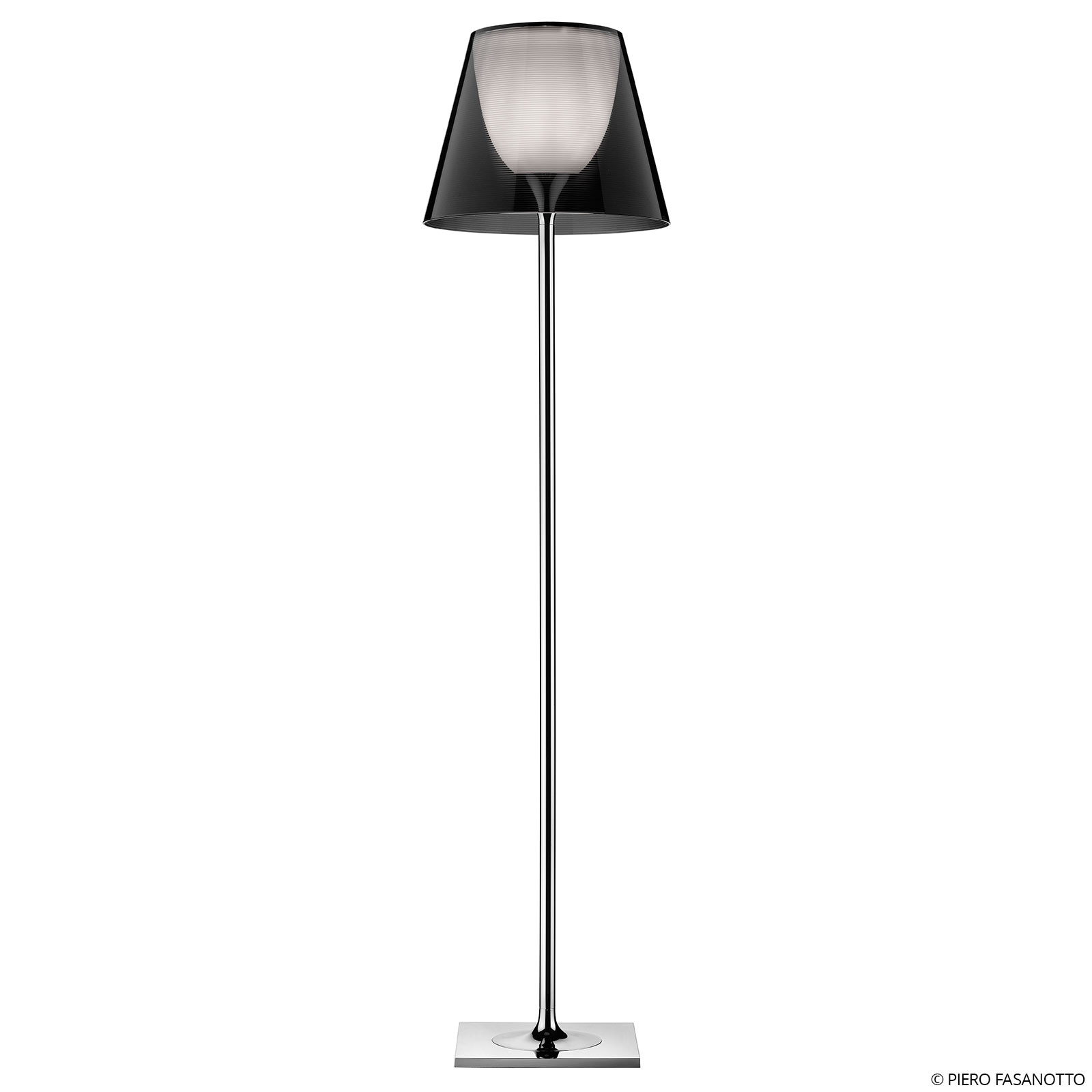 Flos FLOS KTribe F2 floor lamp, smoky grey, for Living / Dining Room, PMMA, polycarbonate, aluminium, E27, 150 W, energy efficiency: A++, H: 162 cm