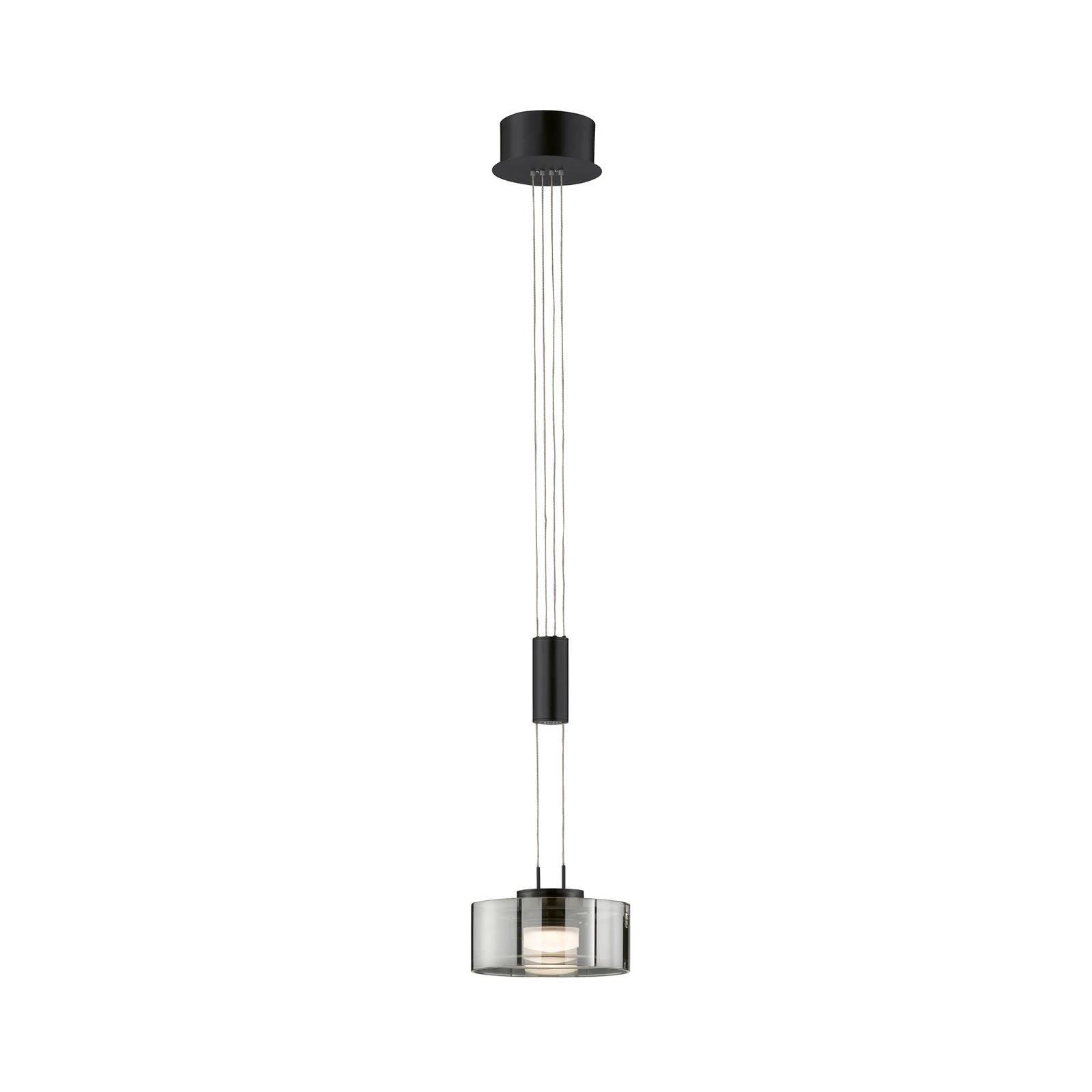 Lampada LED a sospensione LAVIN, nero/fumo, Ø 20 cm metallo/vetro dimmerabile