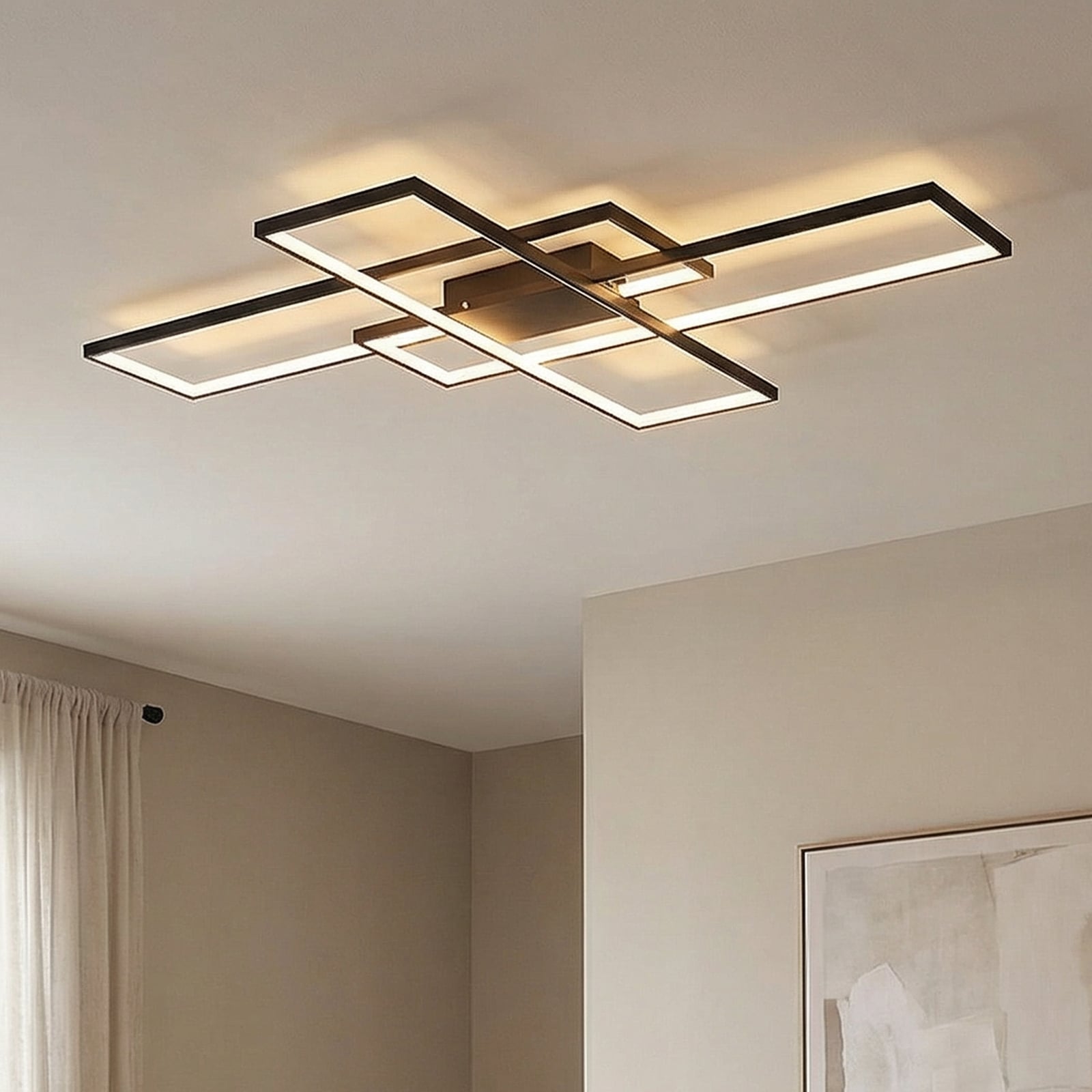 Lindby LED φωτιστικό οροφής Tetson, μαύρο, μεταλλικό, dimmable