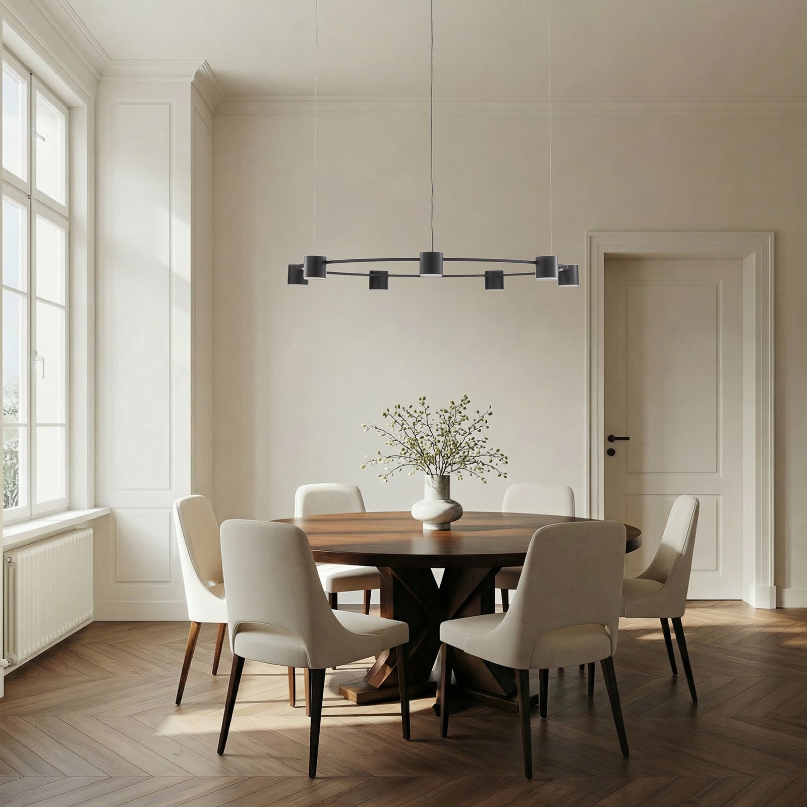 Pakabinamas šviestuvas „Kodo“, 7 lemputės, juodas, plienas, GX53