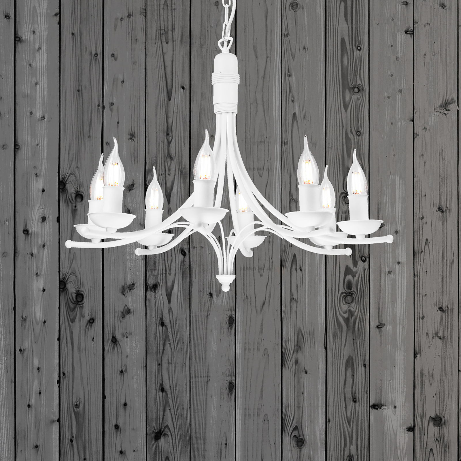 Kandela chandelier, eight-bulb, white