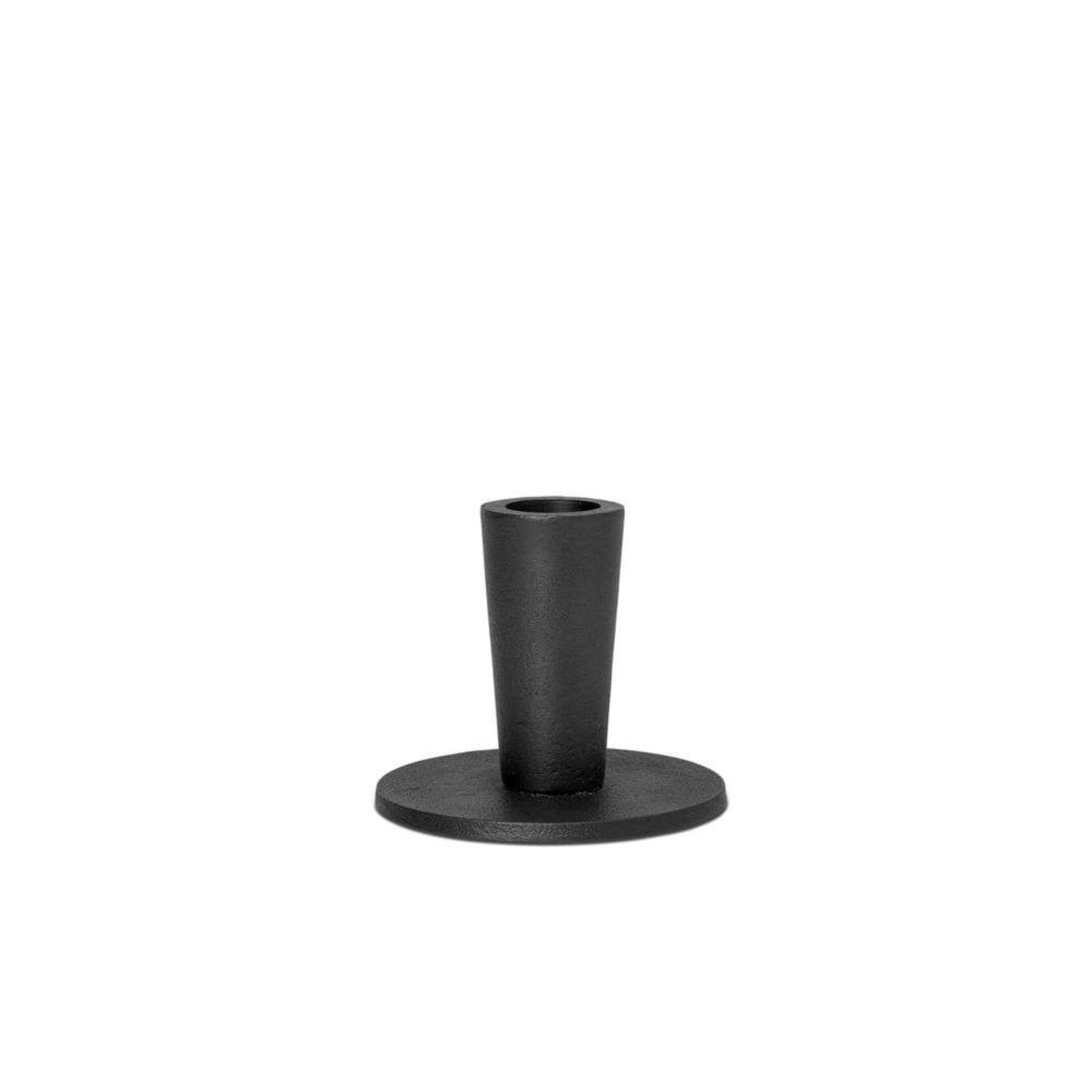 Hoy Casted Candle Holder Low Black - ferm LIVING