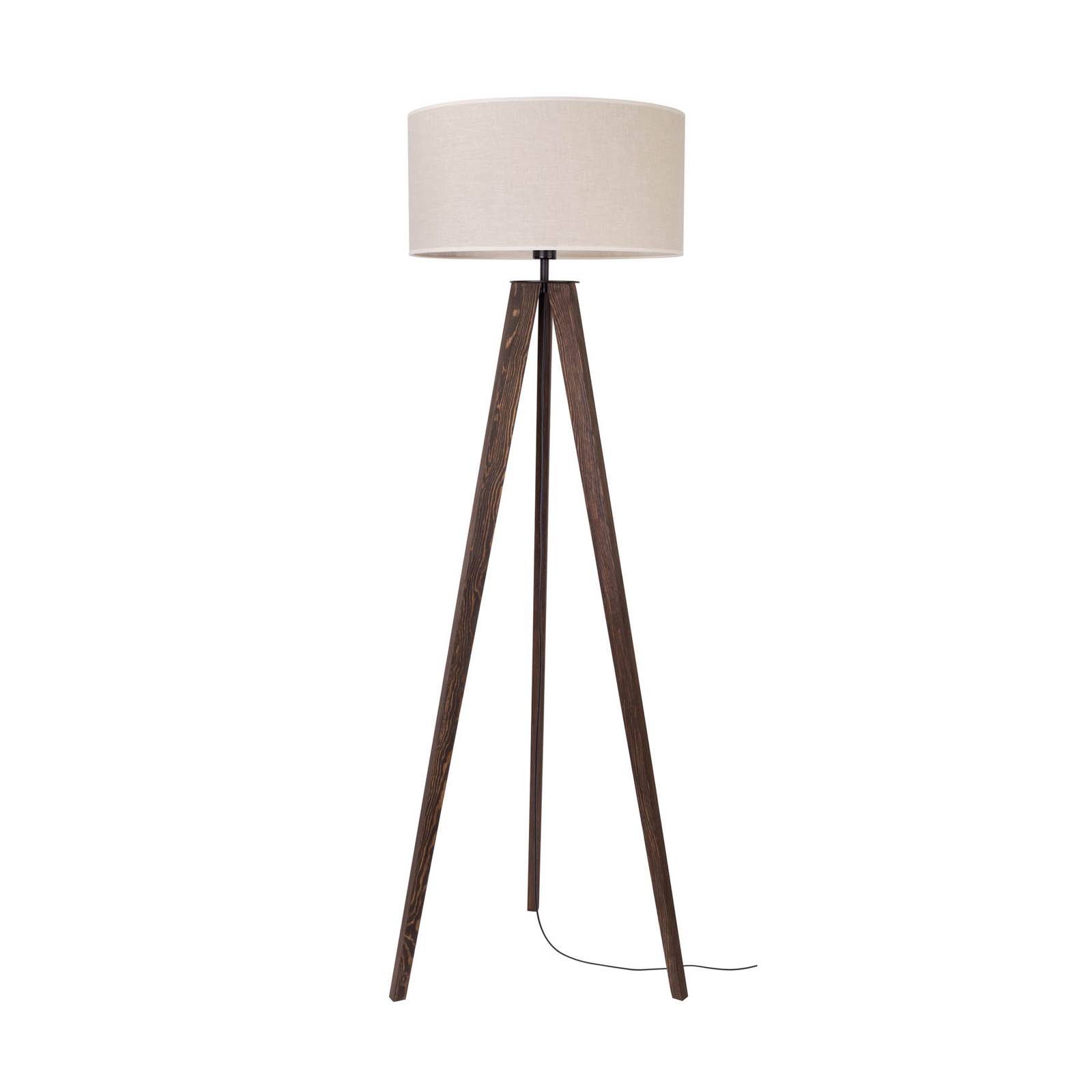 Golvlampa Maira, trebent, nötträd, beige