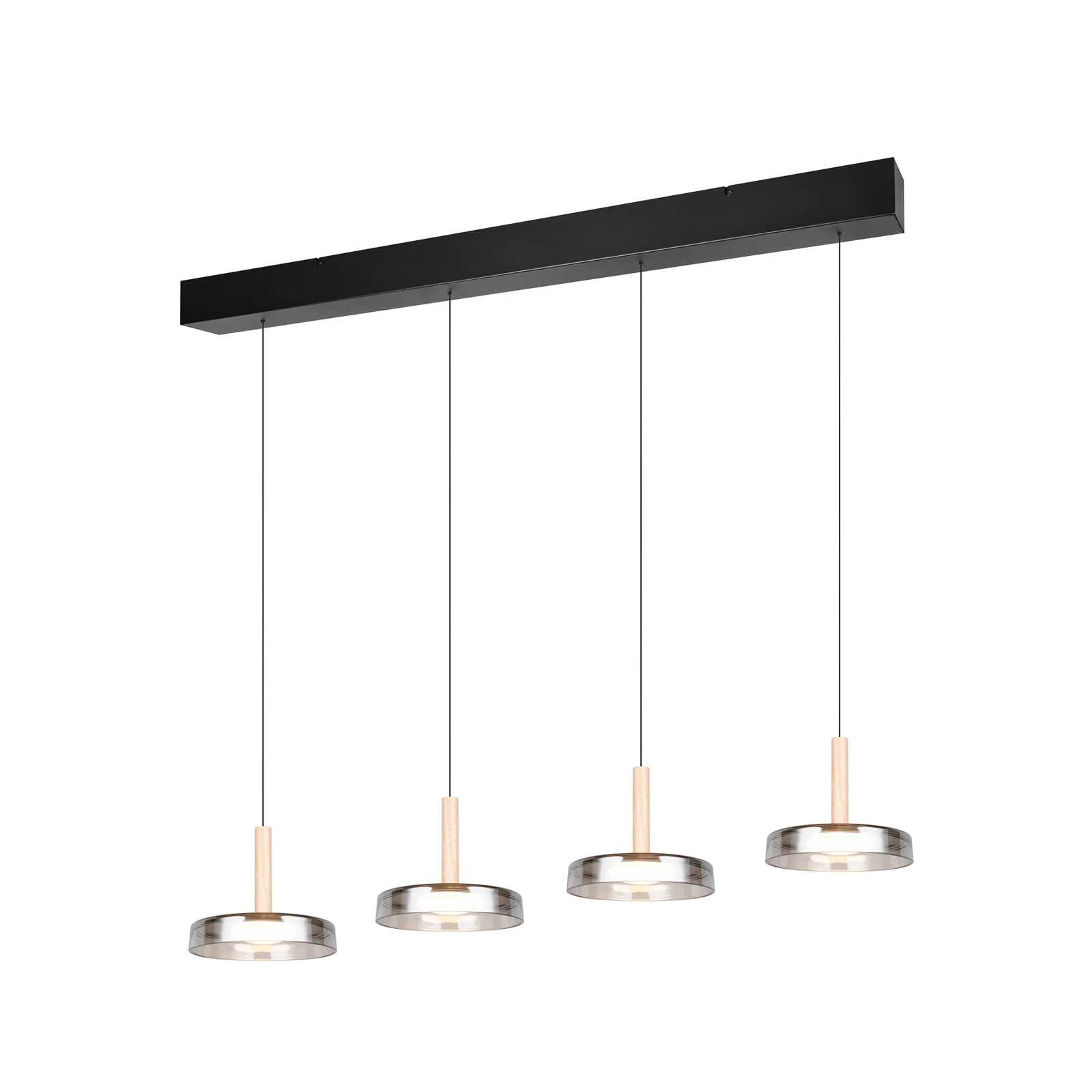LED κρεμαστό φωτιστικό Celeste χρώμιο/ξύλο 115 cm 4-φωτο γυαλί dimmable